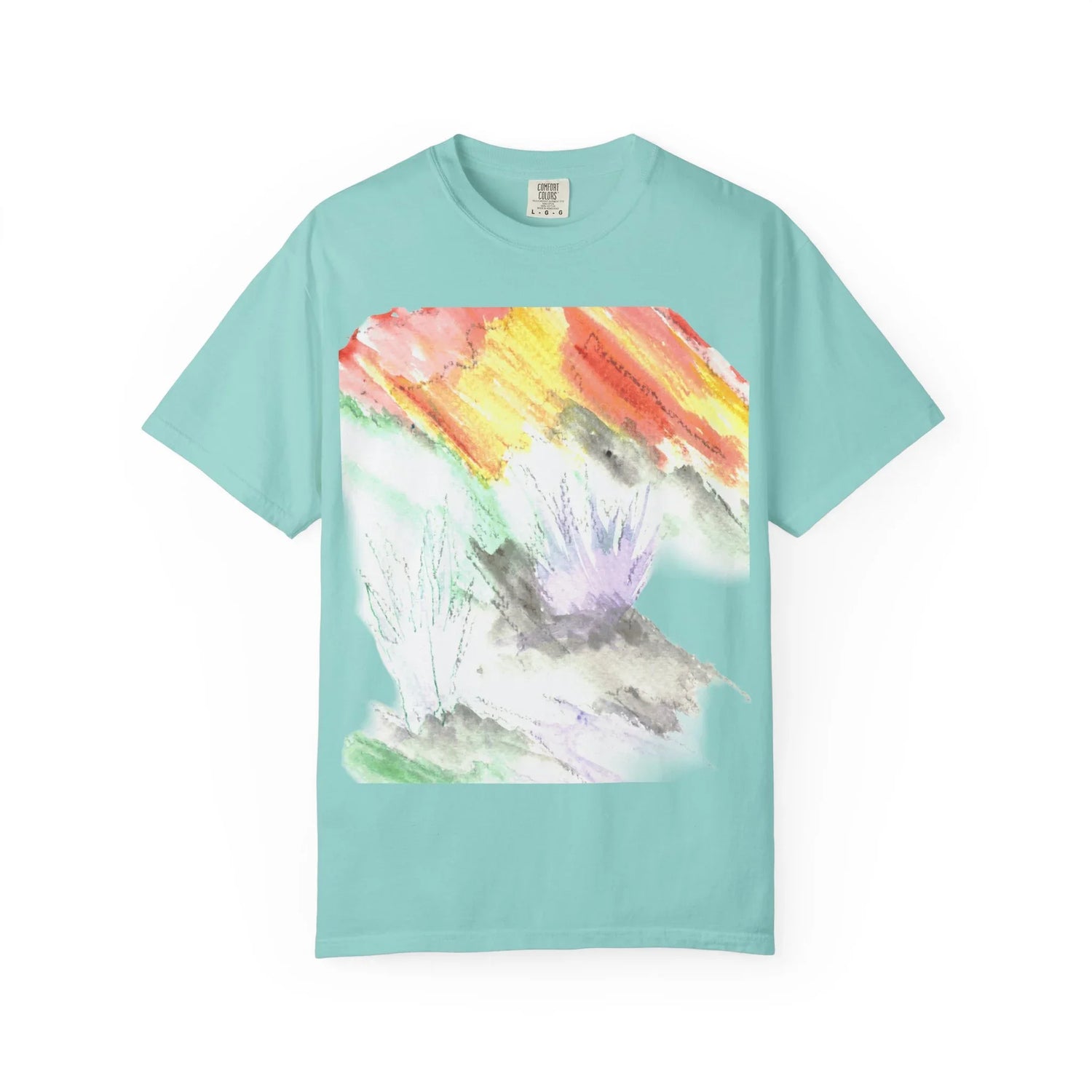 Abstract Lavander Drift T-Shirt — Bright Watercolor Square Art Tee - Laure Leprince - Artiste Peintre