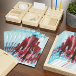 Crimson Tower Watercolor Leaf Greeting Card - Elegant