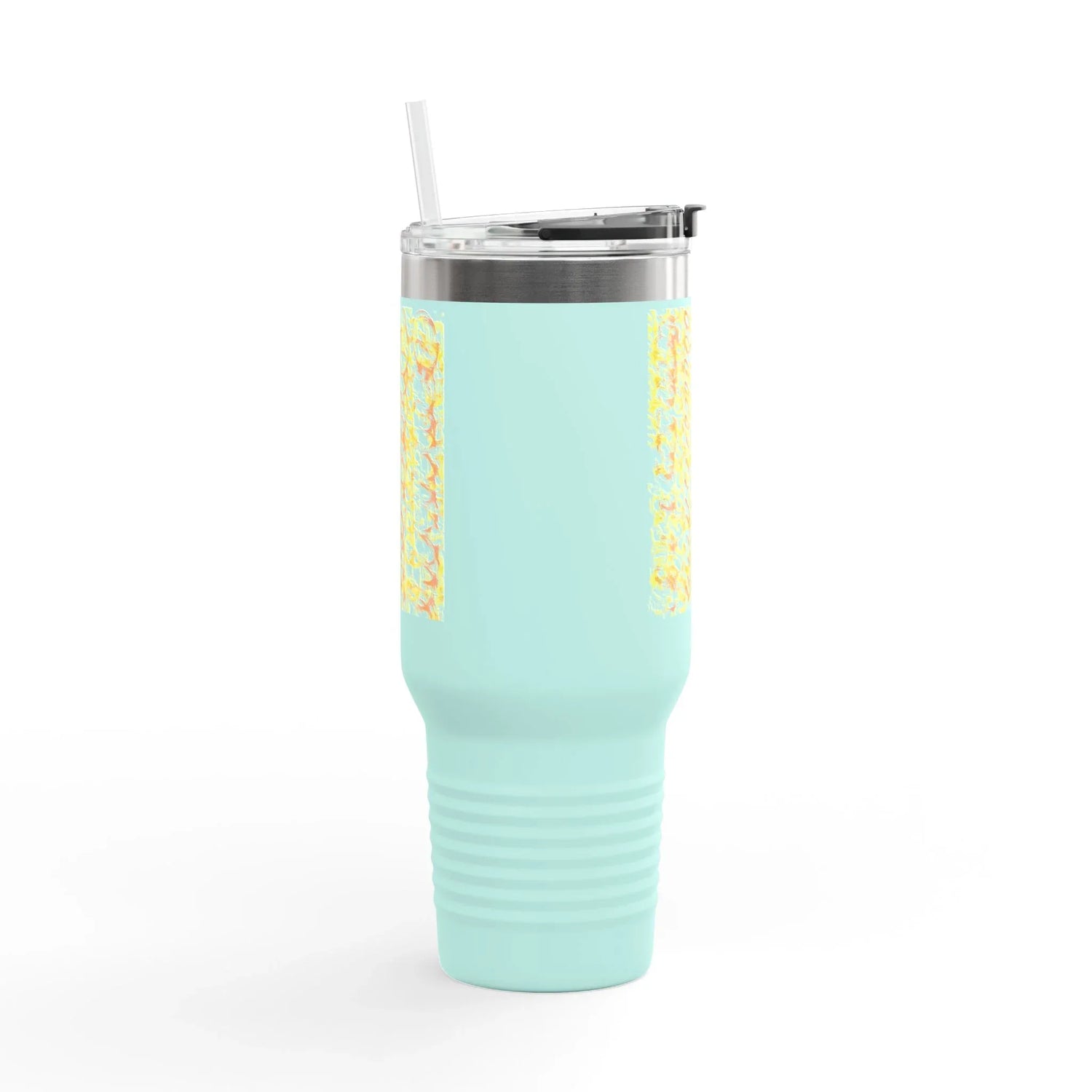 40oz Insulated Travel Mug – Yellow Waves Watercolor Design - Laure Leprince - Artiste Peintre