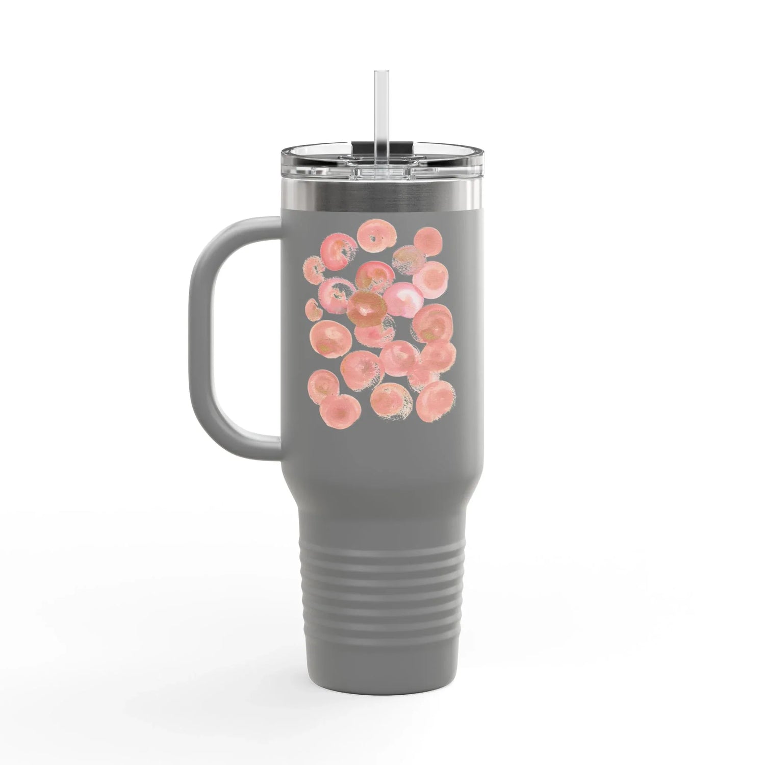 40oz Insulated Travel Mug – Rosee Petale Watercolor Design - Laure Leprince - Artiste Peintre