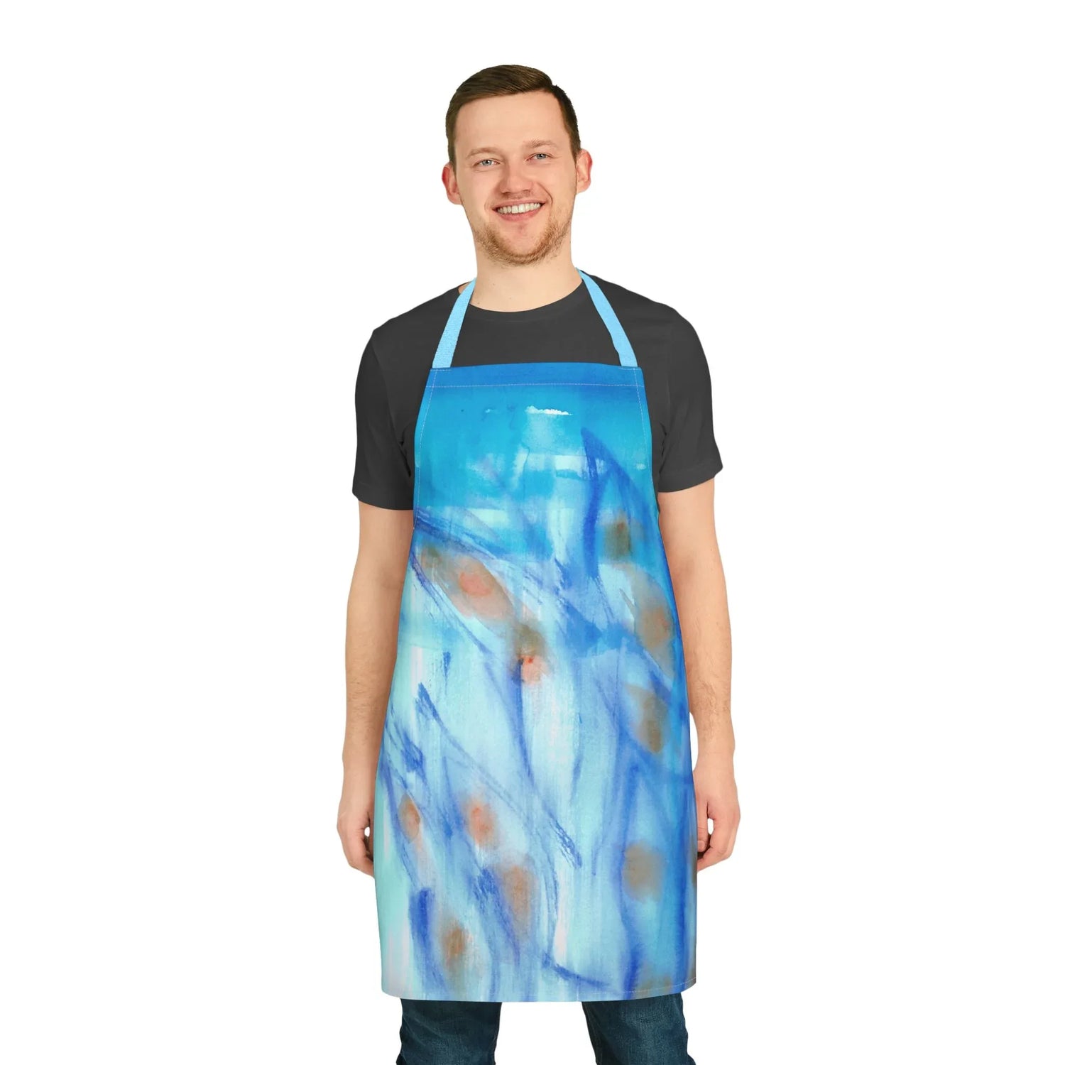 Abstract Apron Blue Sprouts– Artistic Kitchen Chef Gift - Laure Leprince - Artiste Peintre