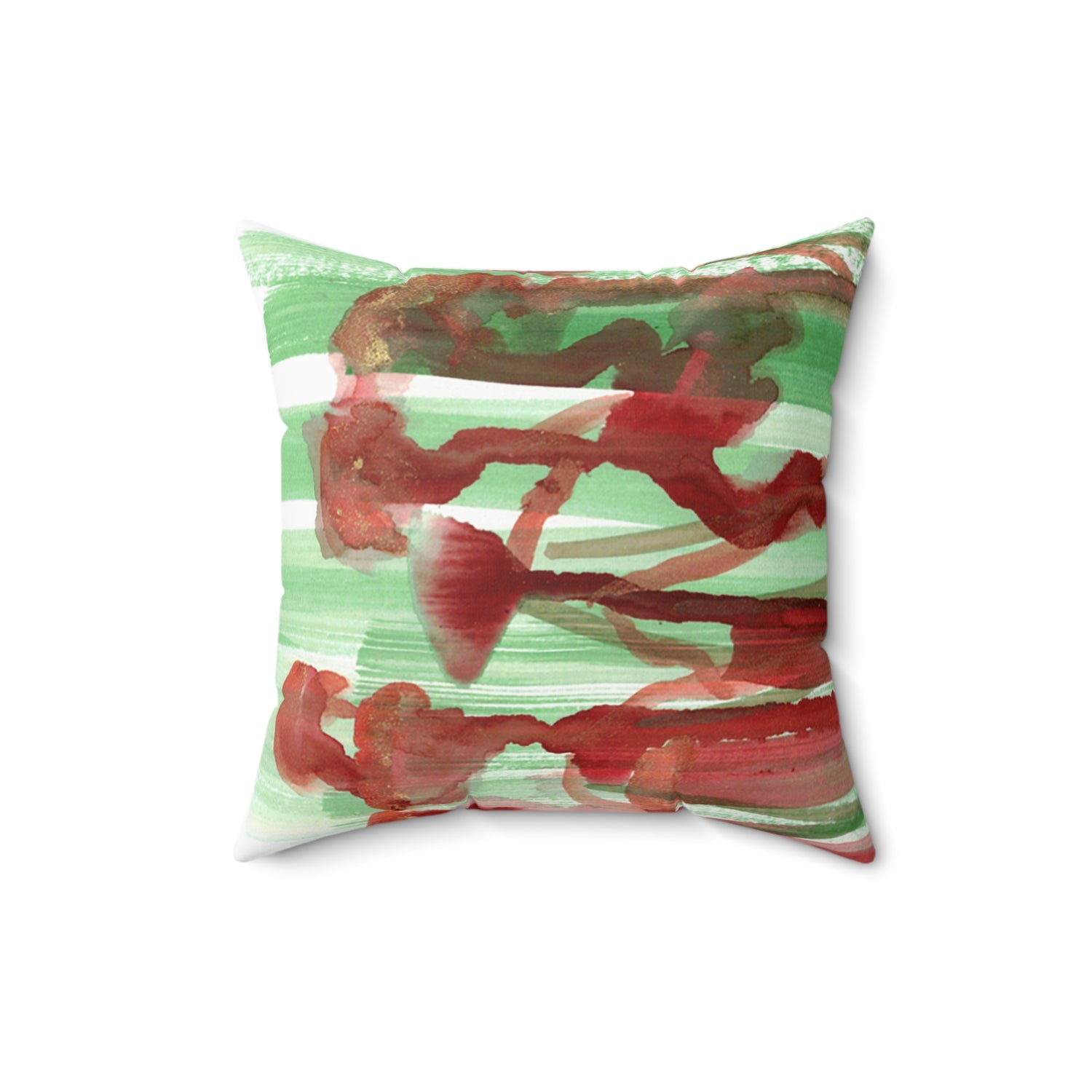 Square Throw Pillow Forest Choir — Minimal Red Brushstroke Accent