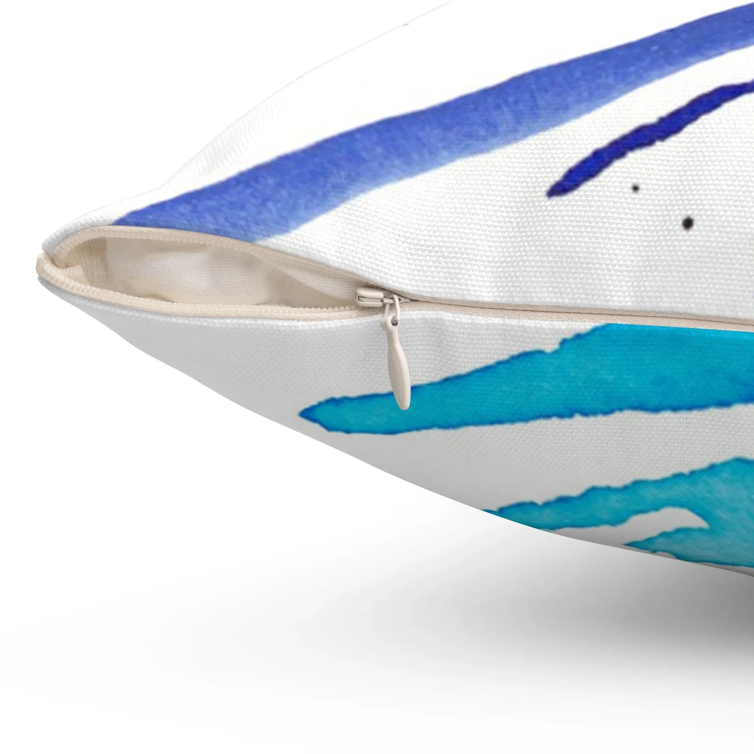 Coussin Carré Décoratif Bleuets Electriques — Minimal Bleu Brushstroke Accent - Laure Leprince - Artiste Peintre