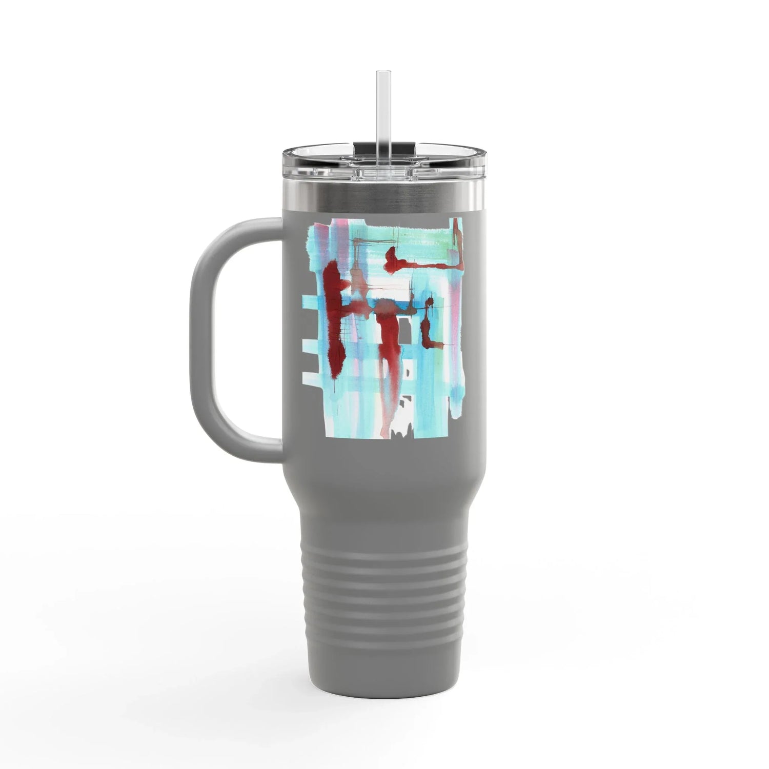 40oz Insulated Travel Mug – Stuctures Liquides Watercolor Design - Laure Leprince - Artiste Peintre