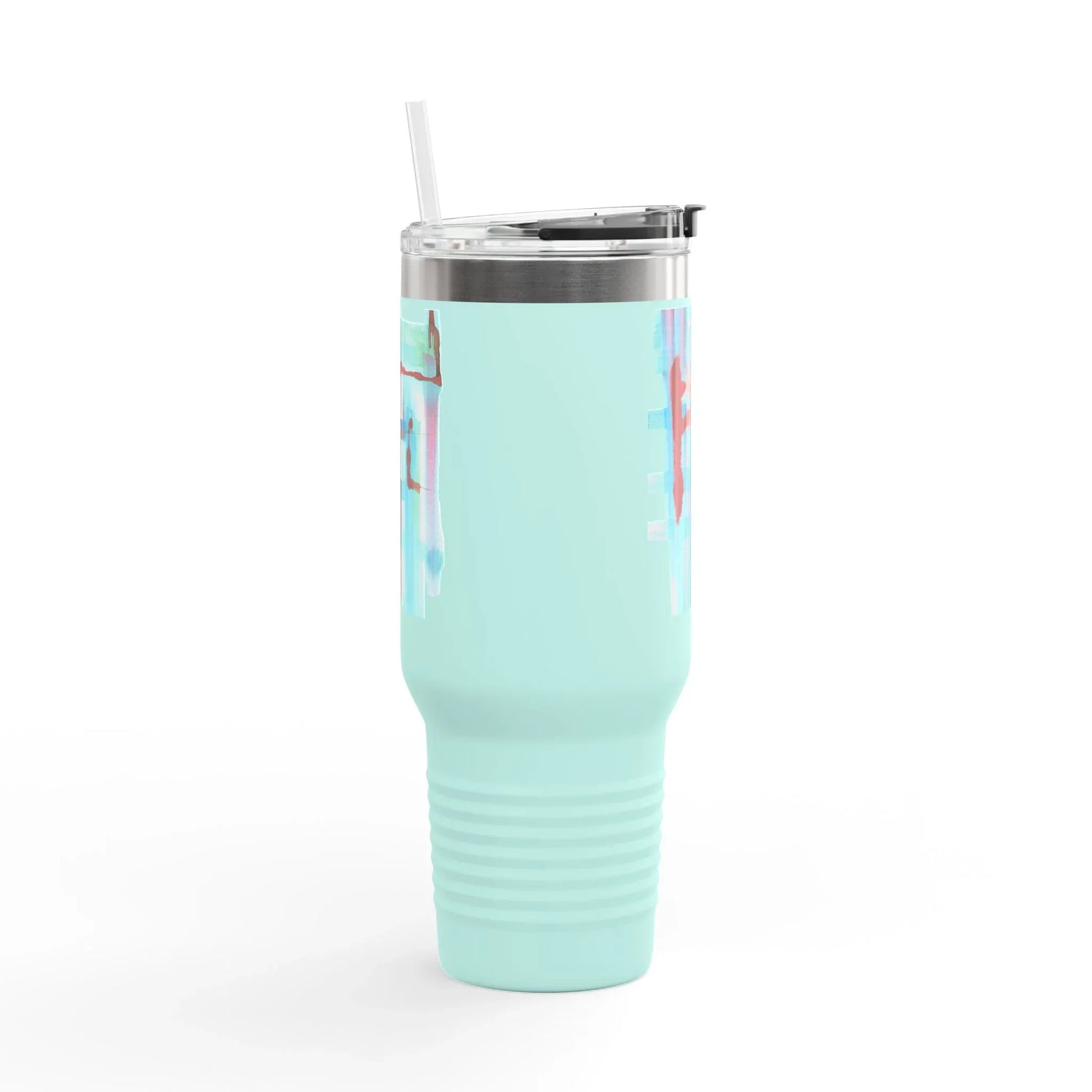 40oz Insulated Travel Mug – Stuctures Liquides Watercolor Design - Laure Leprince - Artiste Peintre