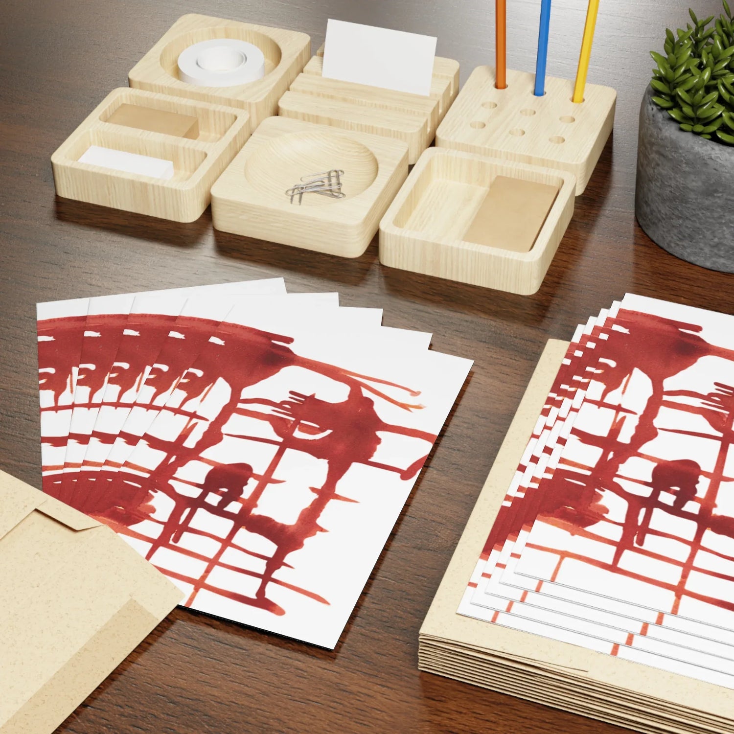 Solar Frame Watercolor Leaf Greeting Card - Elegant - Laure Leprince - Artiste Peintre