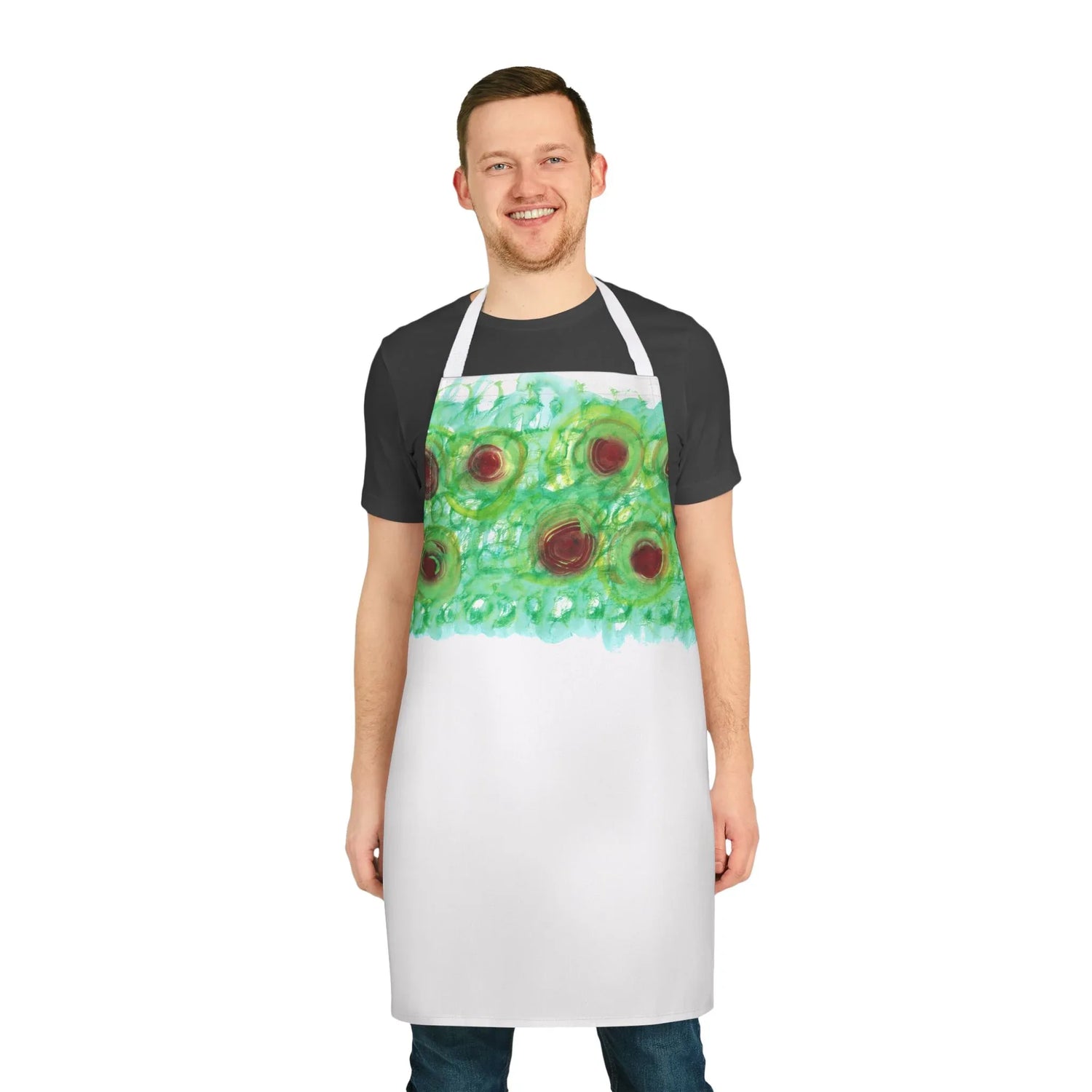 Abstract Apron Green Echo – Artistic Kitchen Chef Gift - Laure Leprince - Artiste Peintre