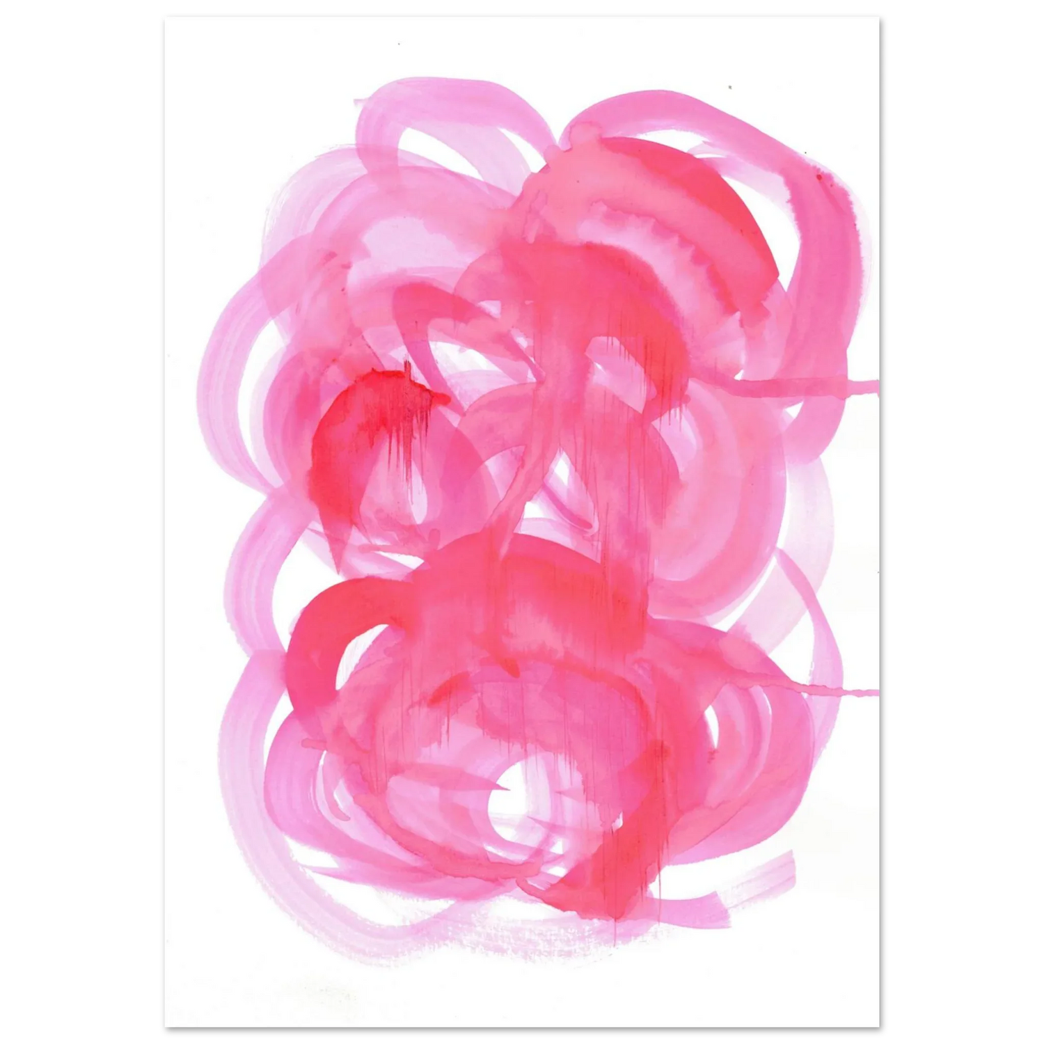 Abstract Pink Swirls Watercolor Poster - Vibrant Modern Art Print on Premium Matte Paper - Laure Leprince - Artiste Peintre