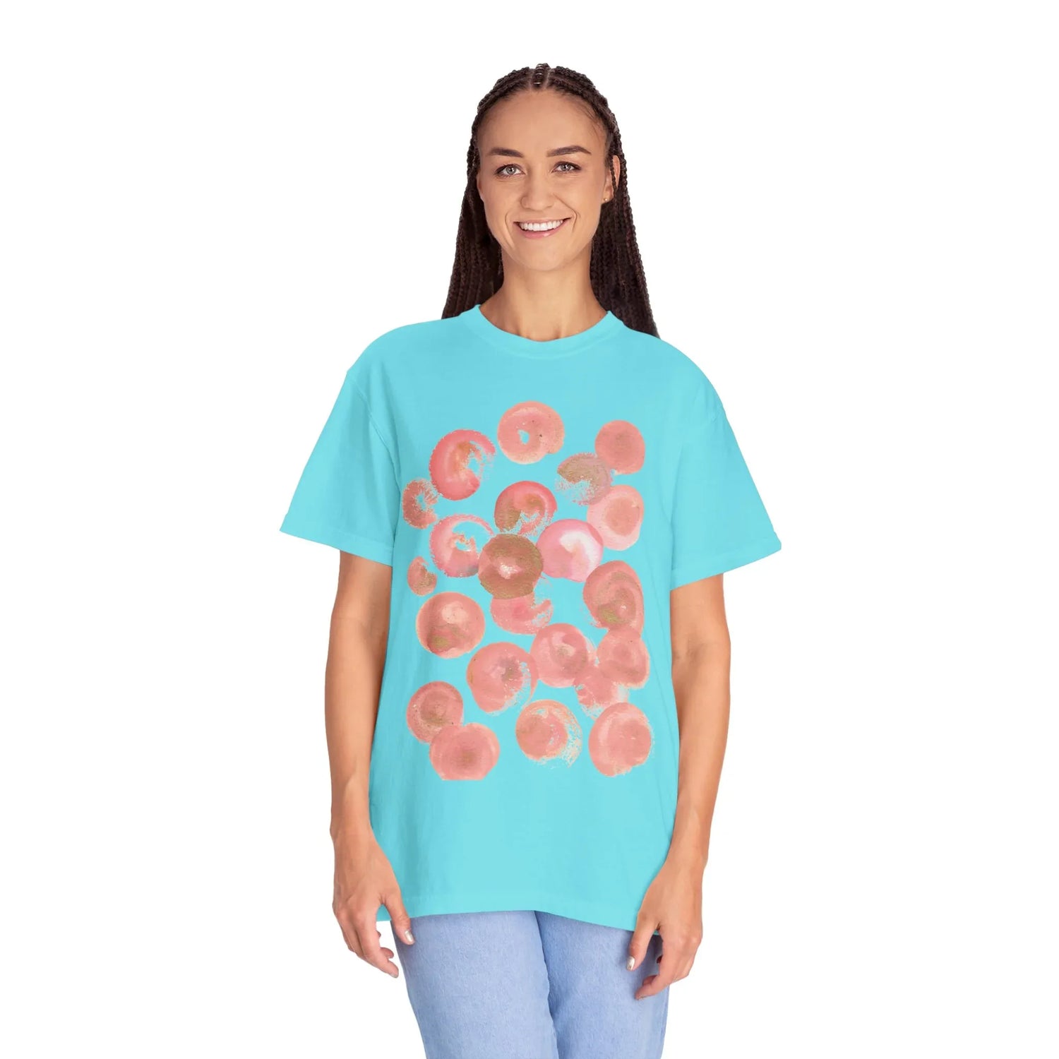 Abstract Rosee Petale T-Shirt — Bright Watercolor Square Art Tee - Laure Leprince - Artiste Peintre