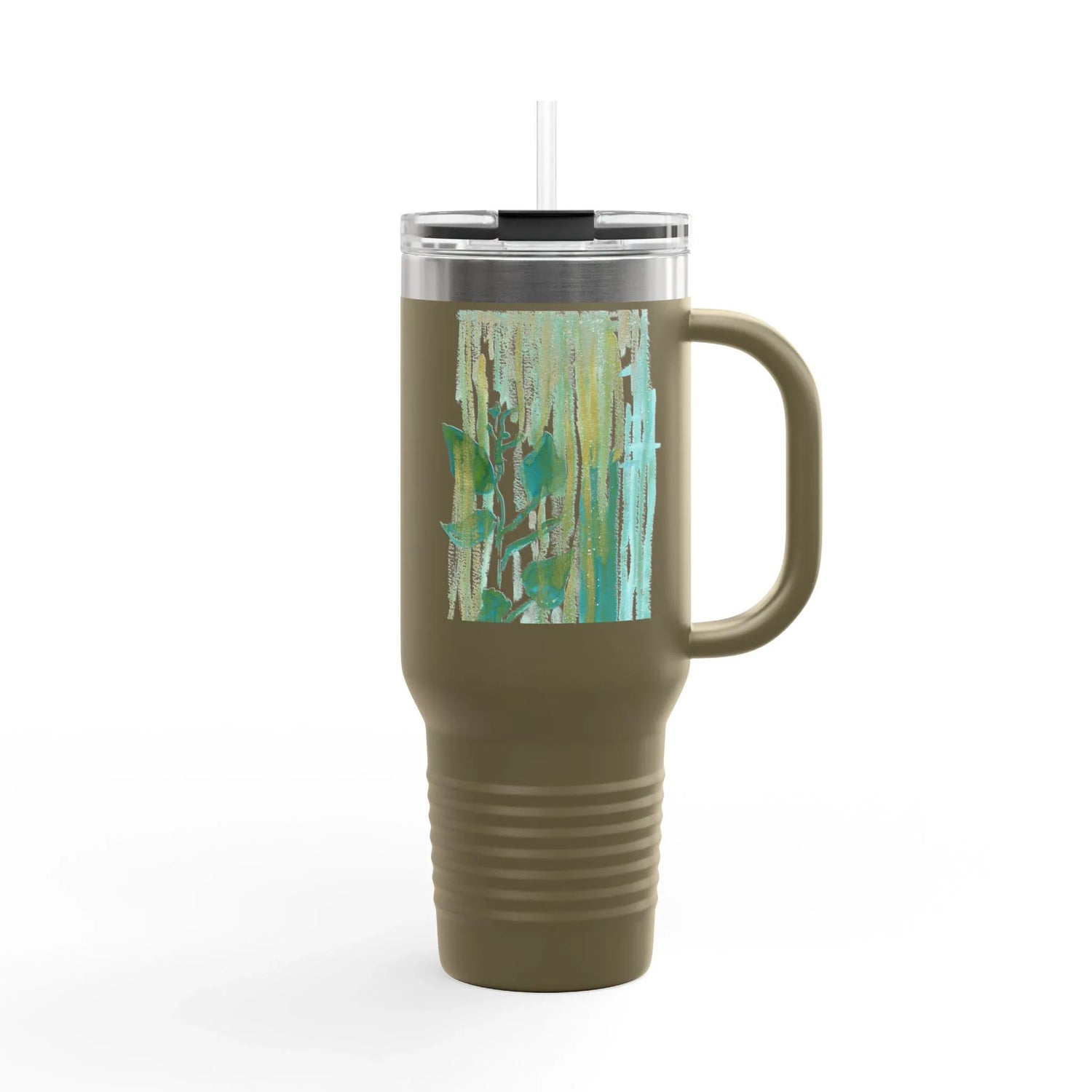 40oz Insulated Travel Mug – Veine Verte Watercolor Design - Laure Leprince - Artiste Peintre