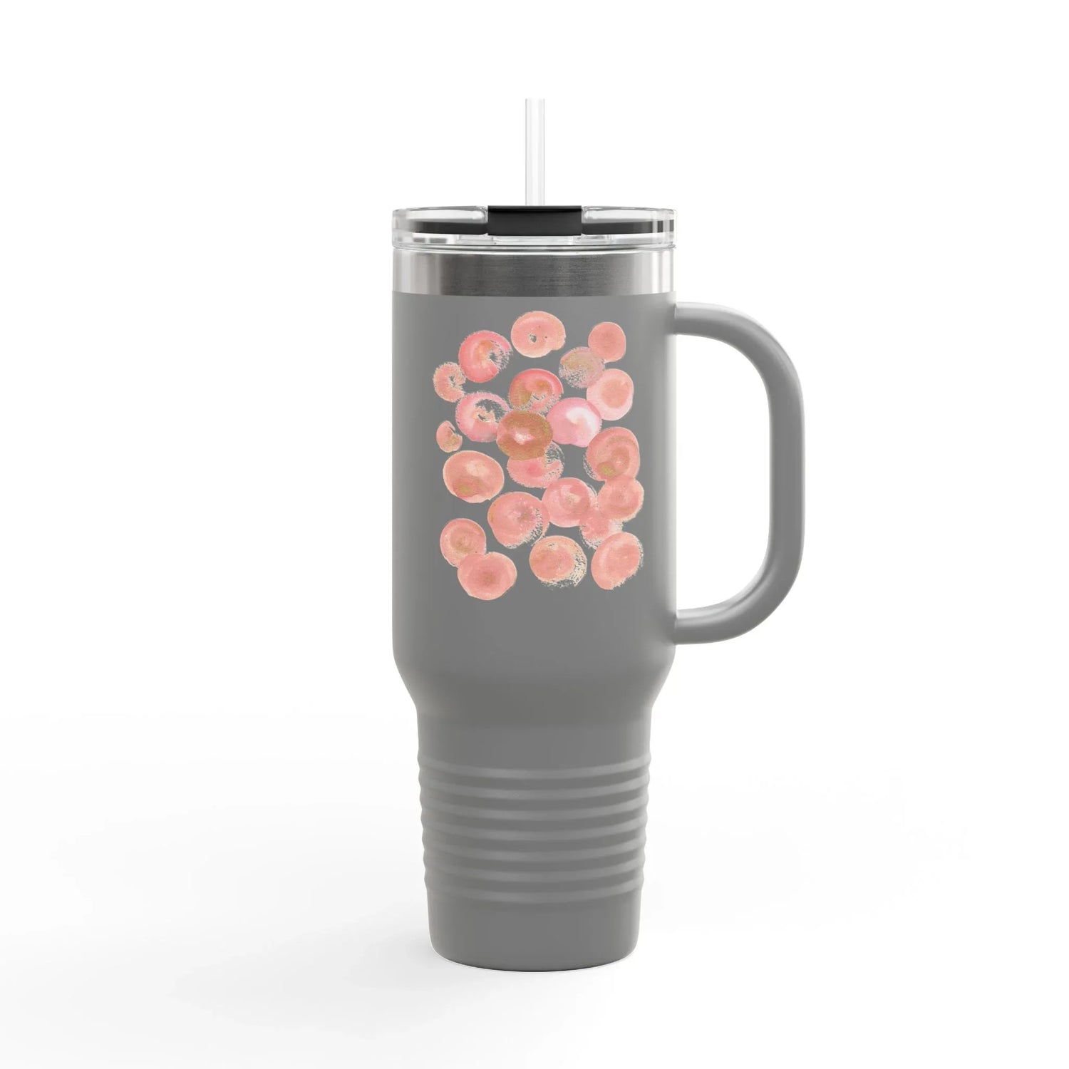 40oz Insulated Travel Mug – Rosee Petale Watercolor Design - Laure Leprince - Artiste Peintre