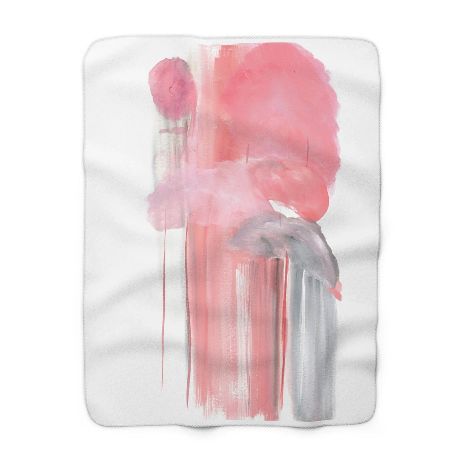 Abstract Watercolor Sherpa Blanket Blush Cascade — Soft Cozy Throw for Living Room & Bedroom - Laure Leprince - Artiste Peintre
