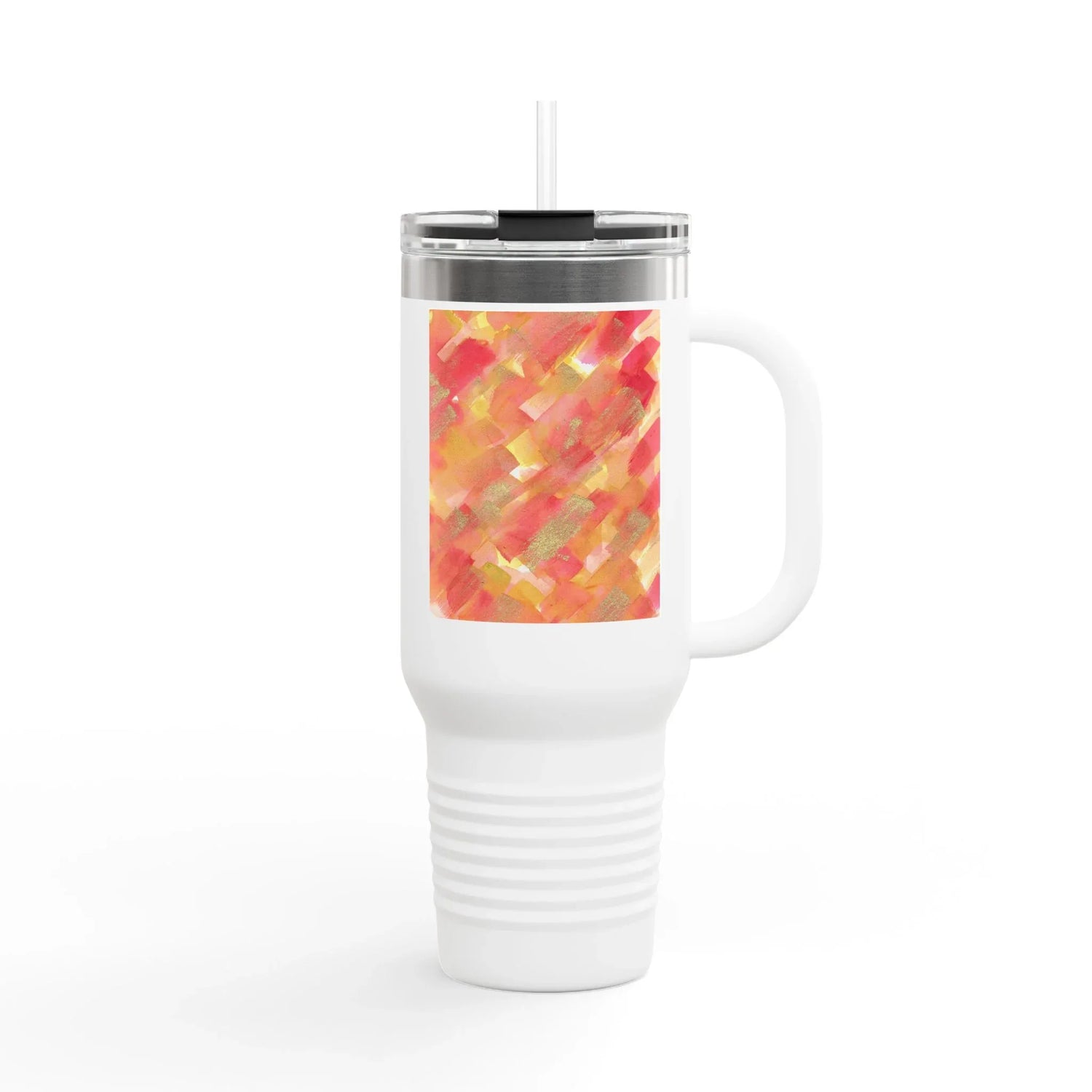 40oz Insulated Travel Mug – Sunset Ember Watercolor Design - Laure Leprince - Artiste Peintre