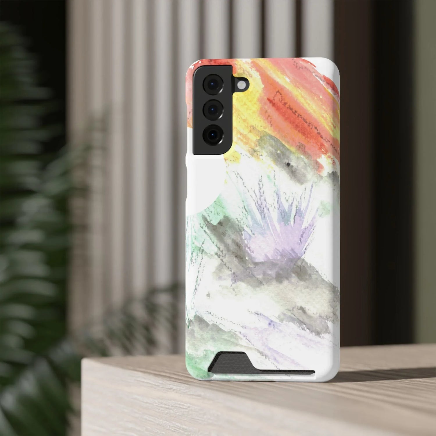 Samsung Phone Card Case Lavander Drift — Yellow Watercolor Flower Wallet - Laure Leprince - Artiste Peintre