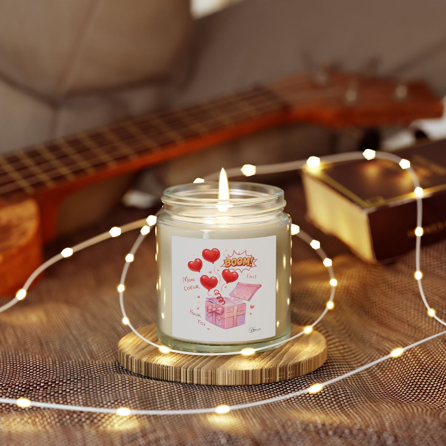 Valentine’s Coconut Apricot Scented Candle Box for her  (4oz/9oz)