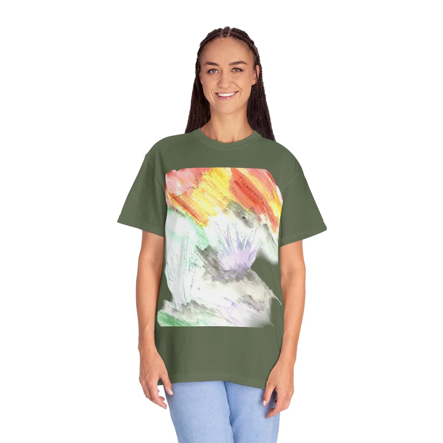 Abstract Lavander Drift T-Shirt — Bright Watercolor Square Art Tee - Laure Leprince - Artiste Peintre