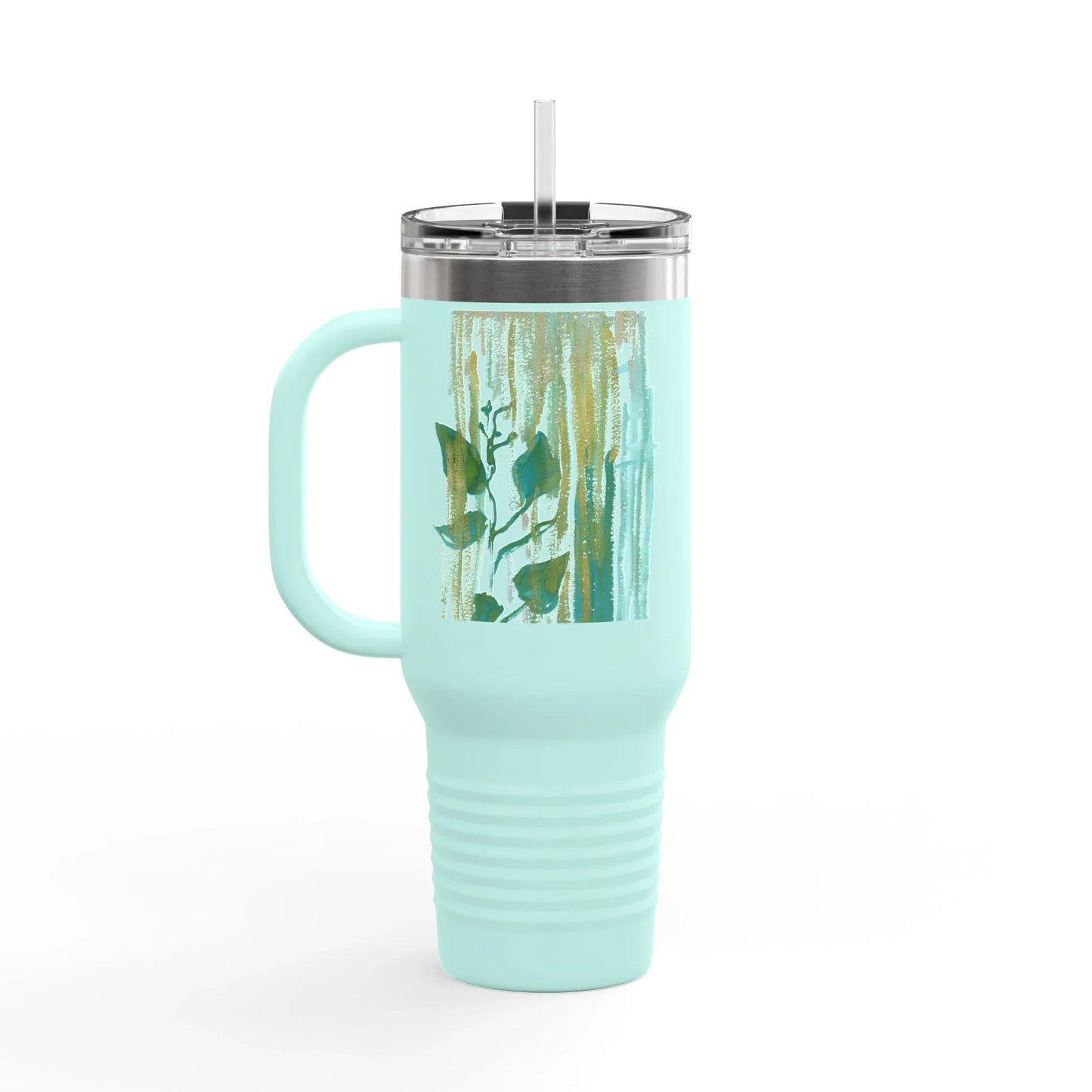 40oz Insulated Travel Mug – Veine Verte Watercolor Design - Laure Leprince - Artiste Peintre