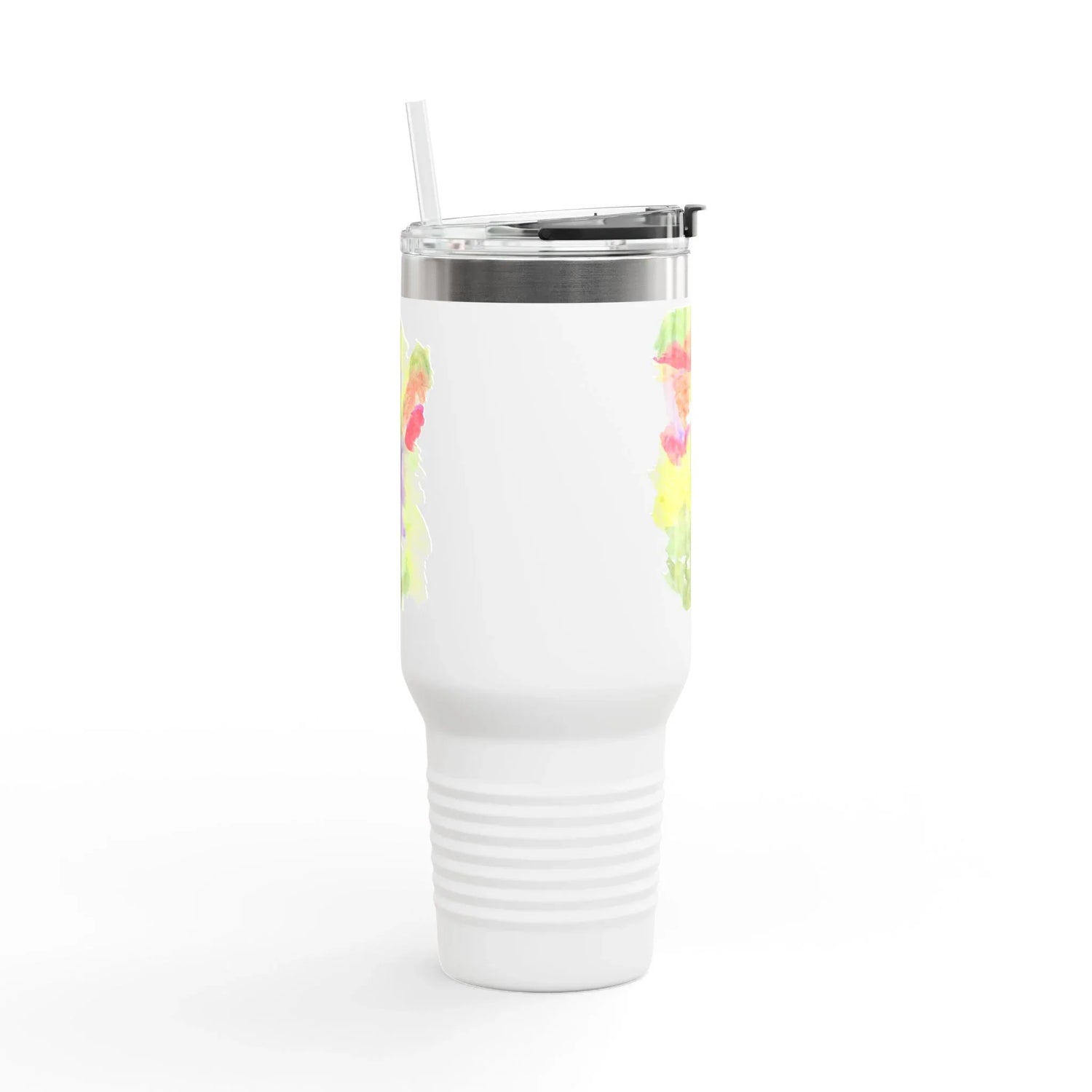 40oz Insulated Travel Mug – Eclosion Chromatique Watercolor Design - Laure Leprince - Artiste Peintre