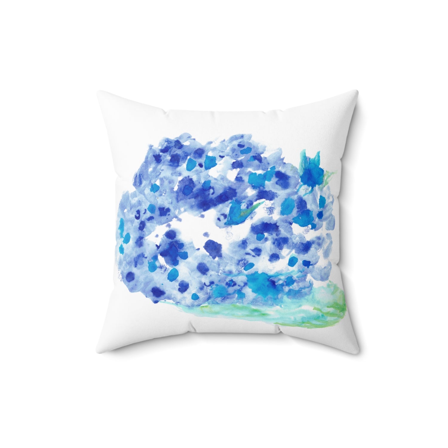 Square Throw Pillow Hortensia Celeste — Minima Blue Brushstroke Accent