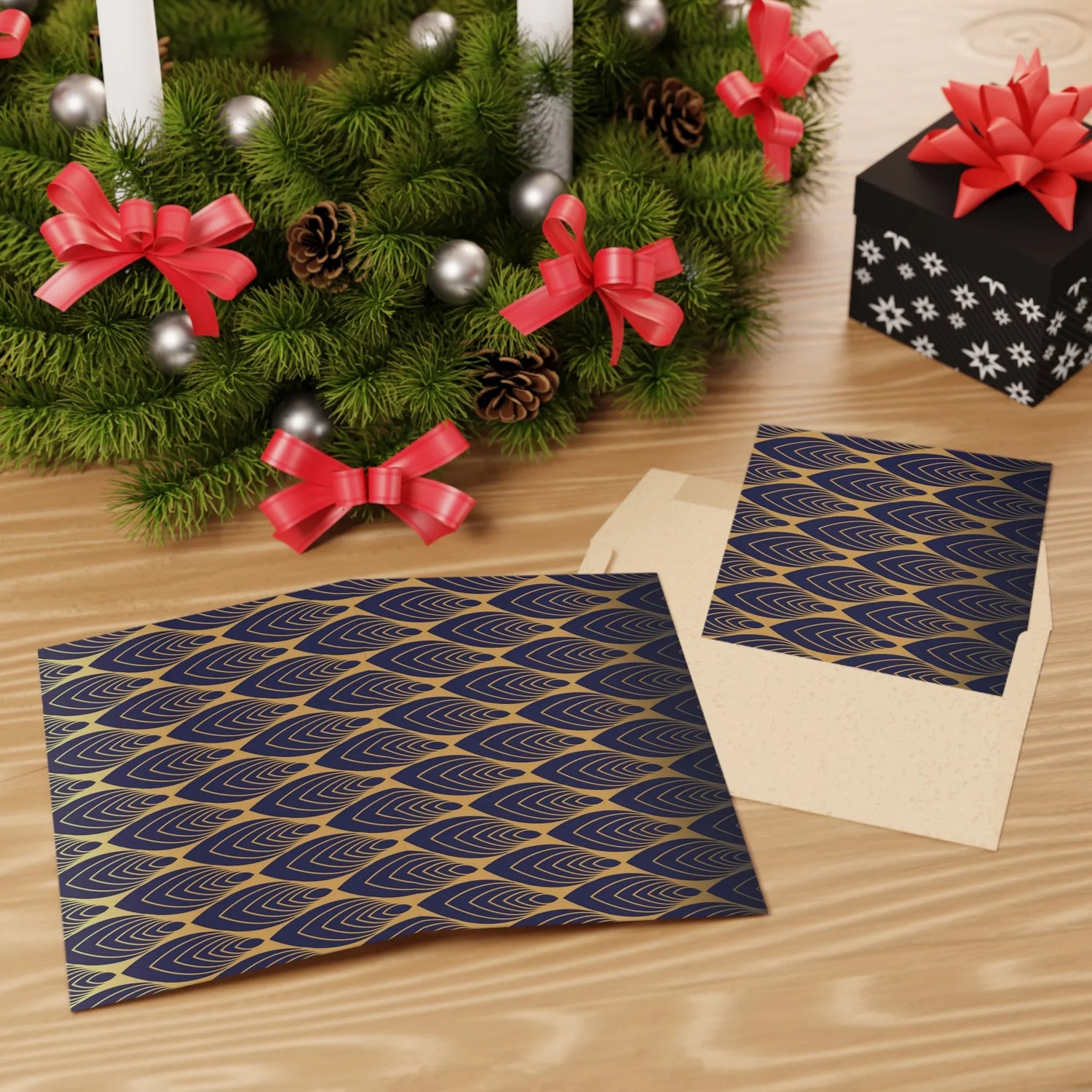 Art Deco Patterns Blue #3 Leaf Greeting Card - Elegant - Laure Leprince - Artiste Peintre