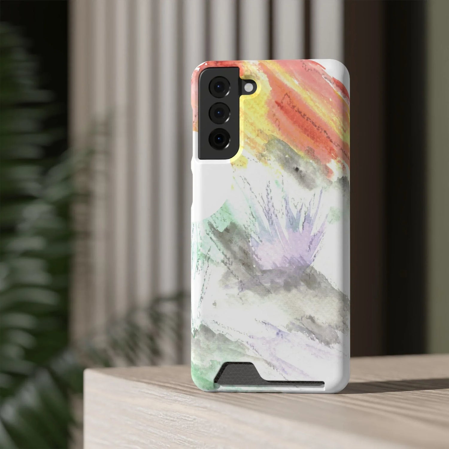 Samsung Phone Card Case Lavander Drift — Yellow Watercolor Flower Wallet - Laure Leprince - Artiste Peintre