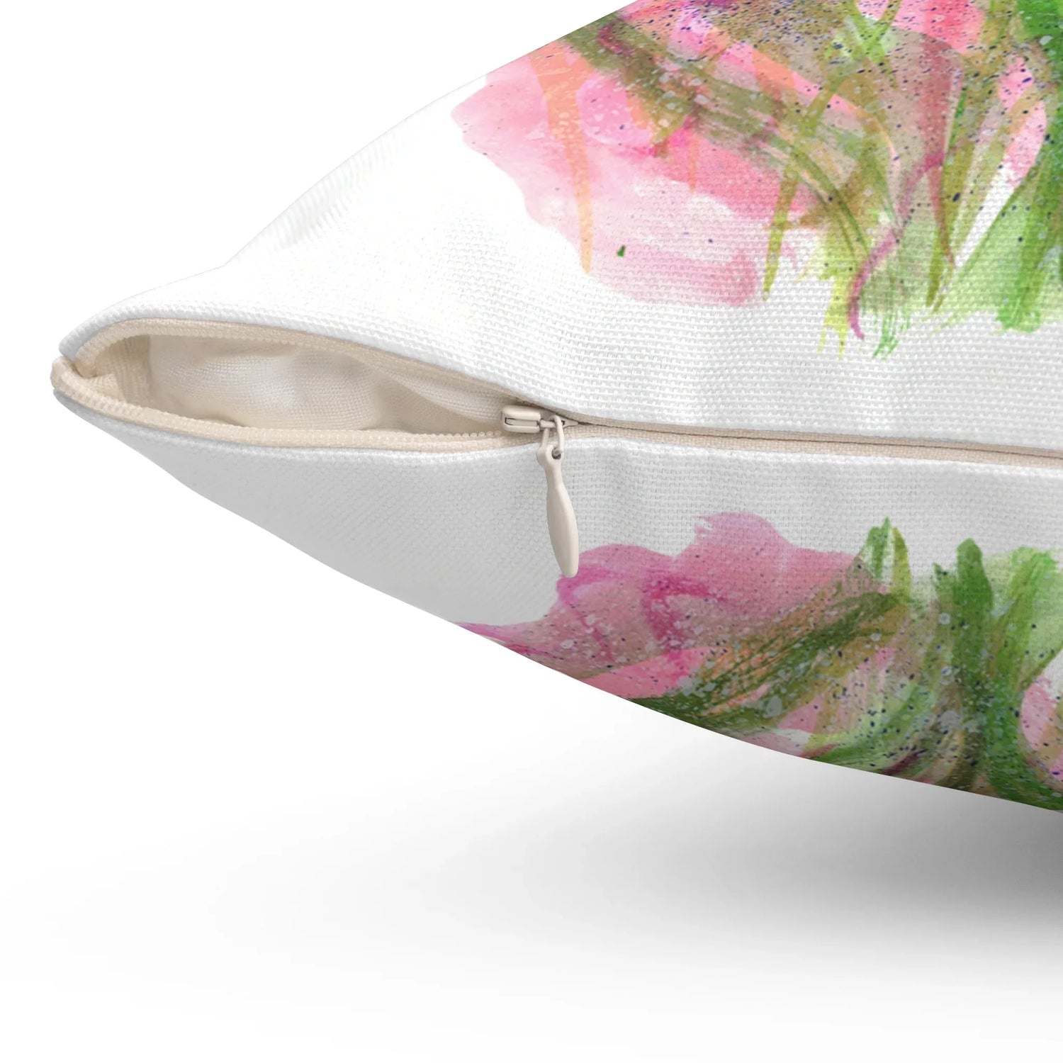 Square Throw Pillow Bloom Vortex — Minimal Brushstroke Accent - Laure Leprince - Artiste Peintre