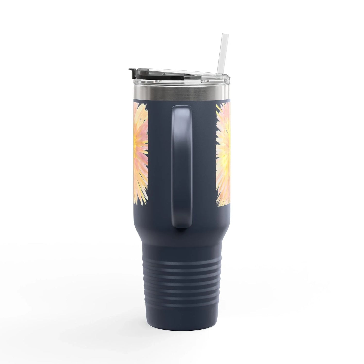 40oz Insulated Travel Mug – Solar Bloom Watercolor Design - Laure Leprince - Artiste Peintre