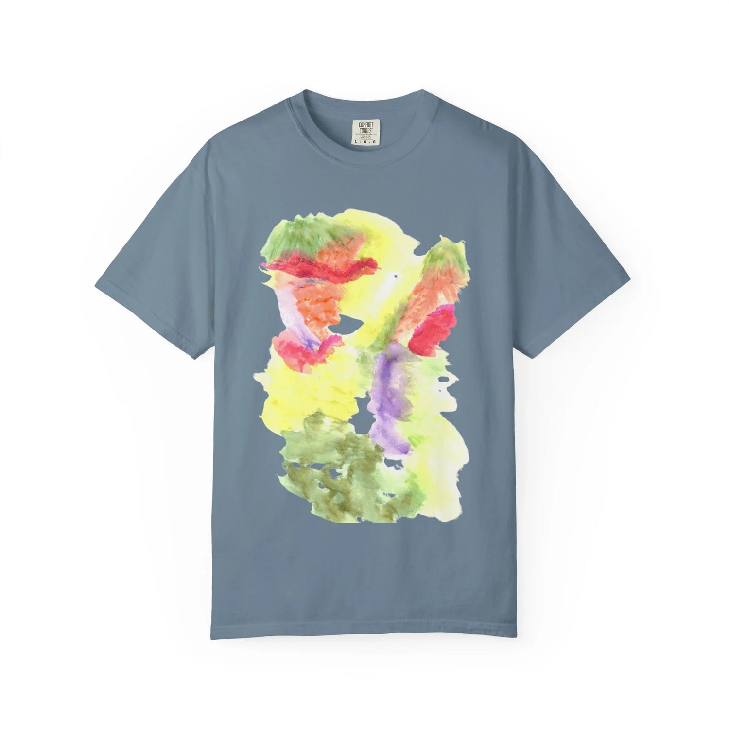 Abstract Eclosion Chromatique T-Shirt — Bright Watercolor Square Art Tee - Laure Leprince - Artiste Peintre