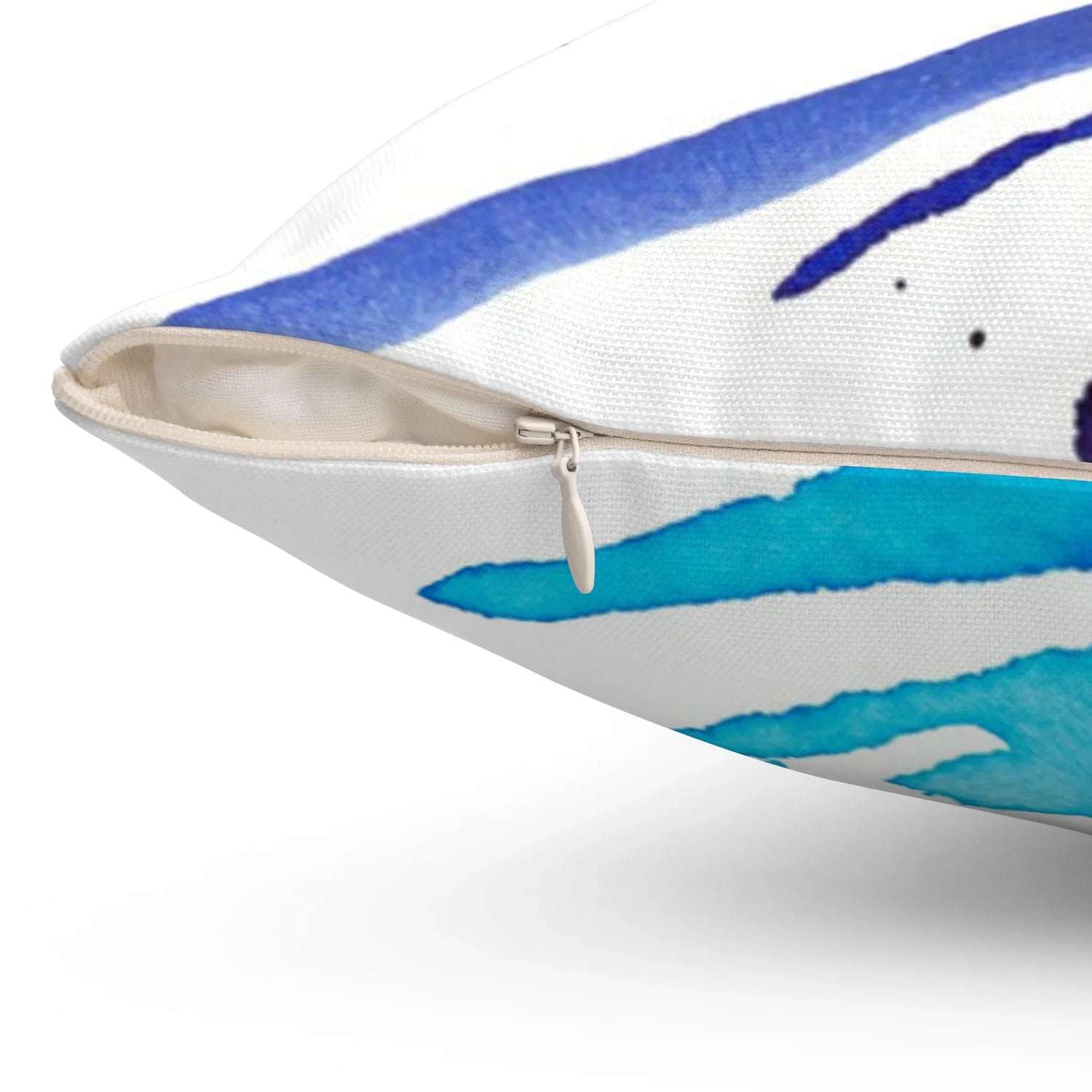 Coussin Carré Décoratif Bleuets Electriques — Minimal Bleu Brushstroke Accent - Laure Leprince - Artiste Peintre