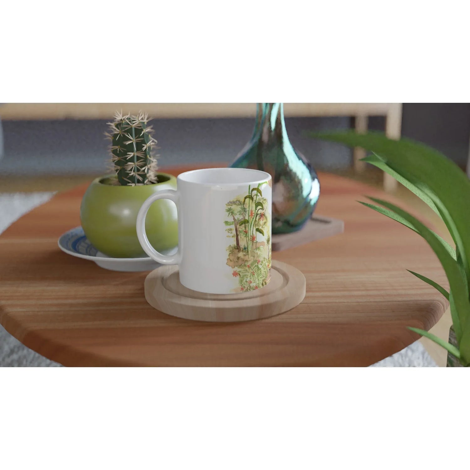Mug en céramique blanche 325 ml Jungle – Élégance, sécurité et durabilité - Laure Leprince - Artiste Peintre