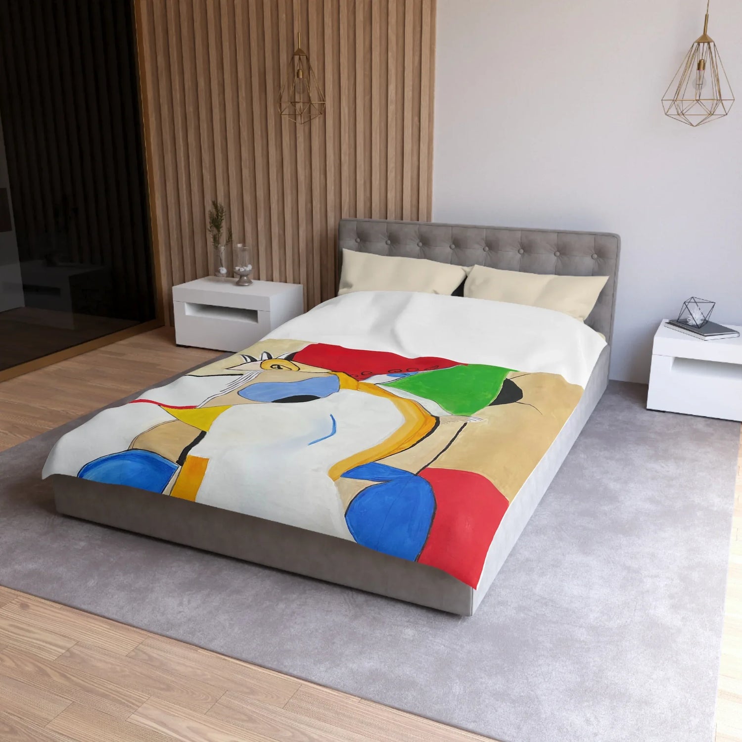 Abstract Watercolor Duvet Cover — Abstract & Teal Accent Bedding - Laure Leprince - Artiste Peintre