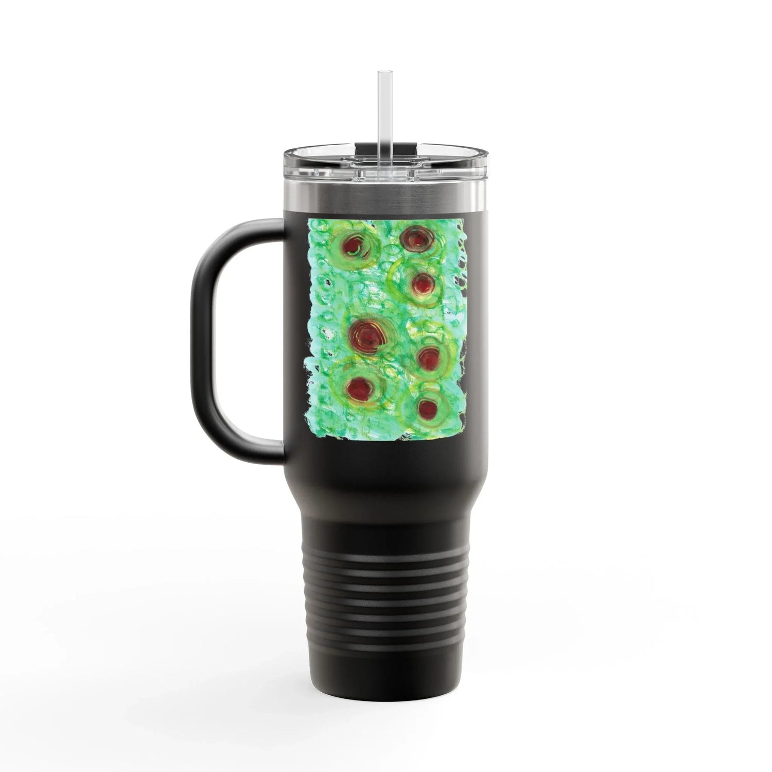 40oz Insulated Travel Mug – green Echo Watercolor Design - Laure Leprince - Artiste Peintre