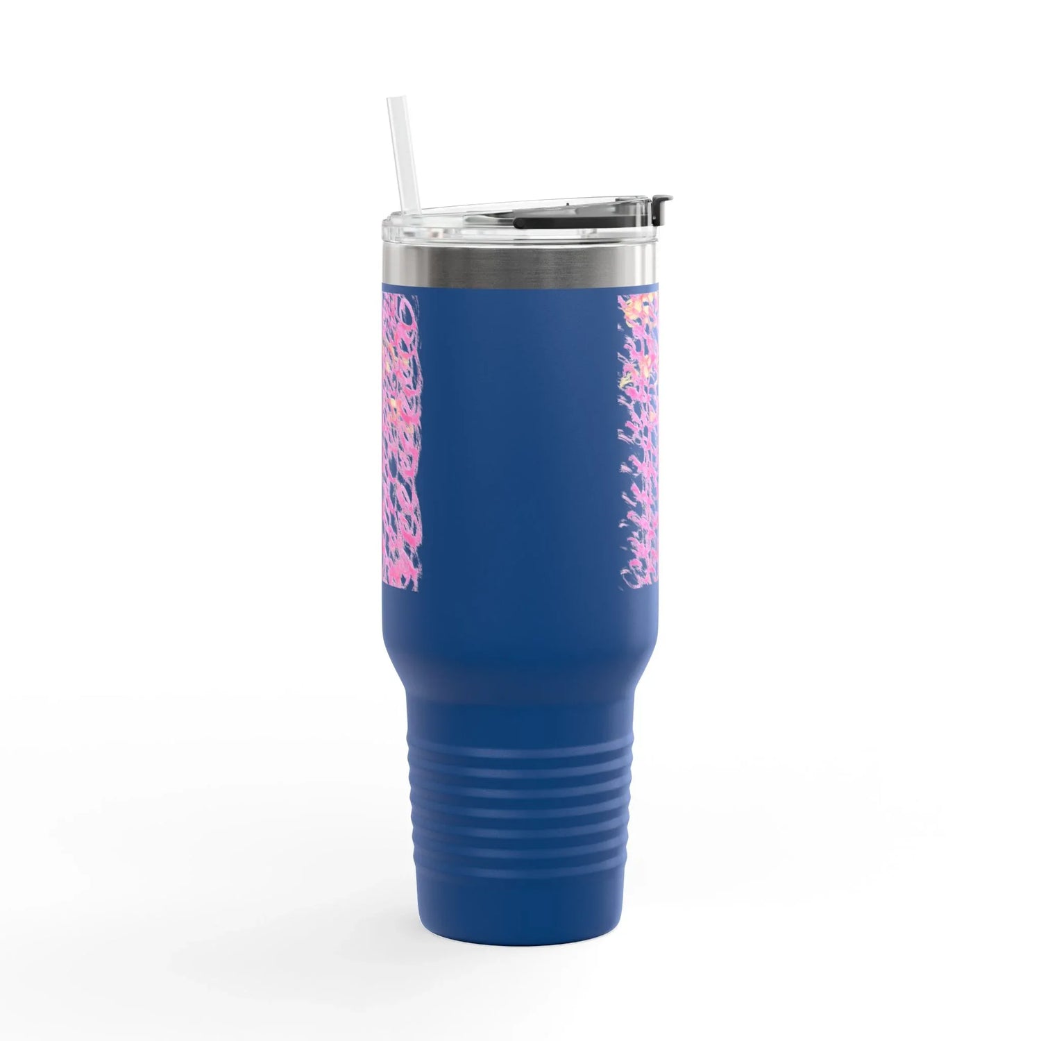 40oz Insulated Travel Mug – Pink Waves Watercolor Design - Laure Leprince - Artiste Peintre