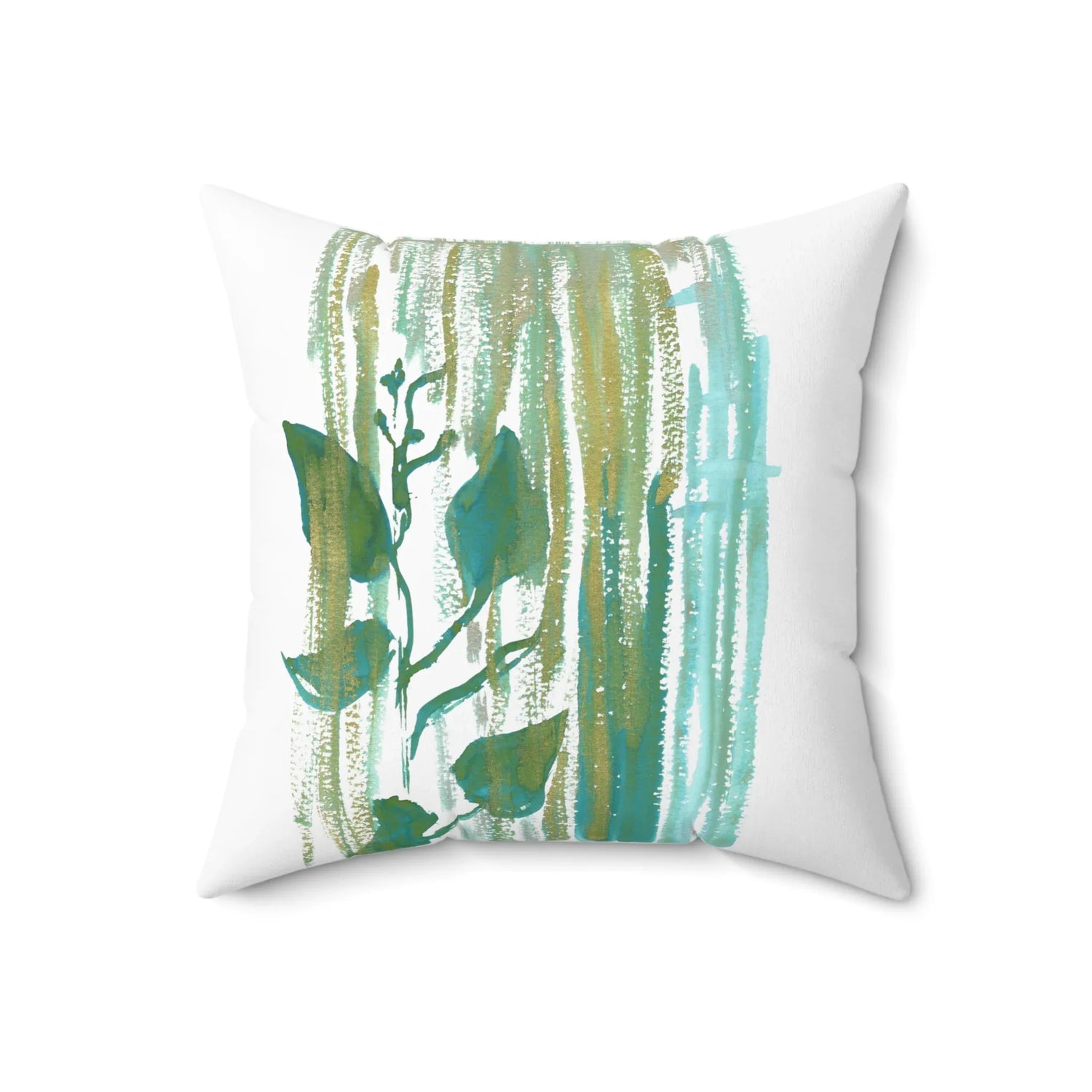 Square Throw Pillow Veine Verte — Minimal Brushstroke Accent - Laure Leprince - Artiste Peintre