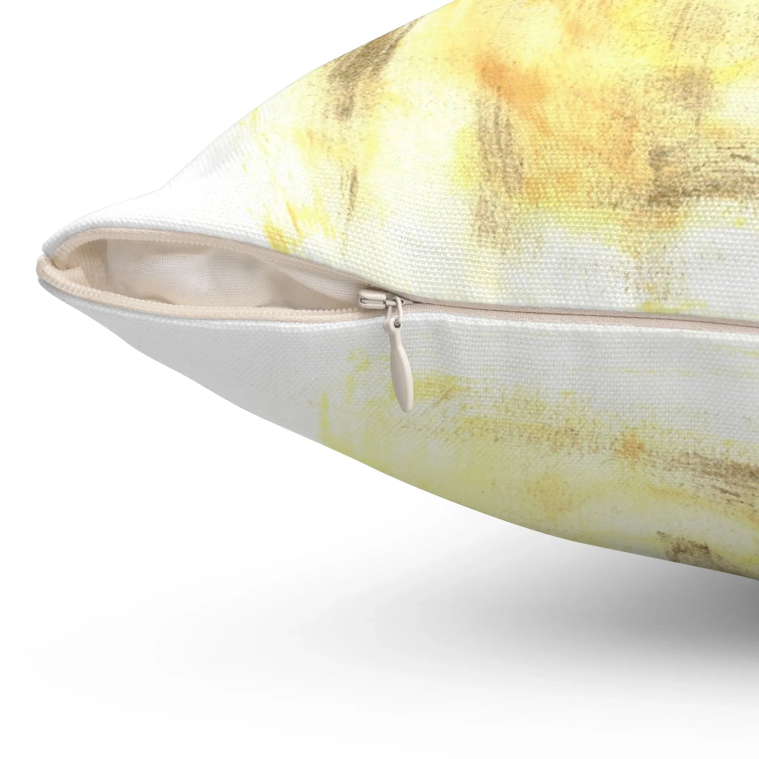 Square Throw Pillow Golden Haze — Minimal Brushstroke Accent - Laure Leprince - Artiste Peintre