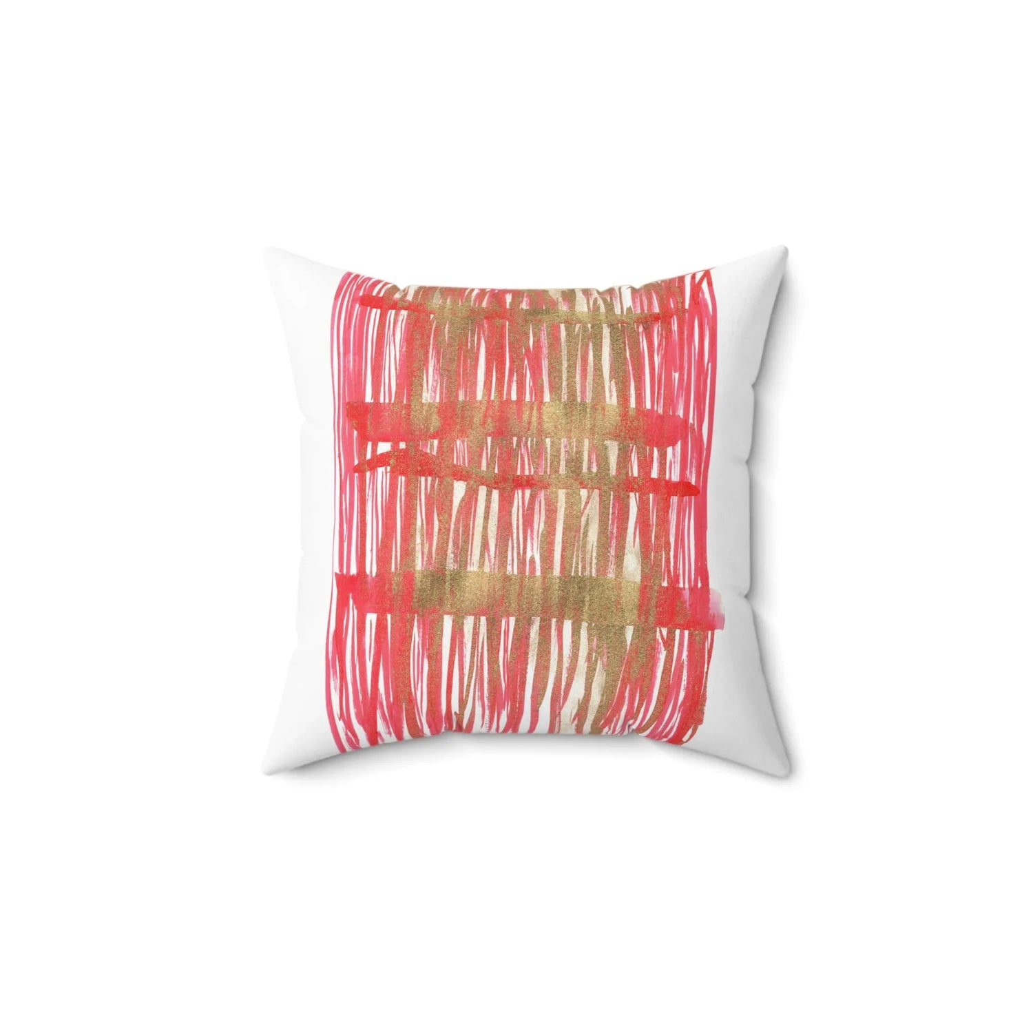 Square Throw Pillow Red Waves — Minimal Brushstroke Accent - Laure Leprince - Artiste Peintre