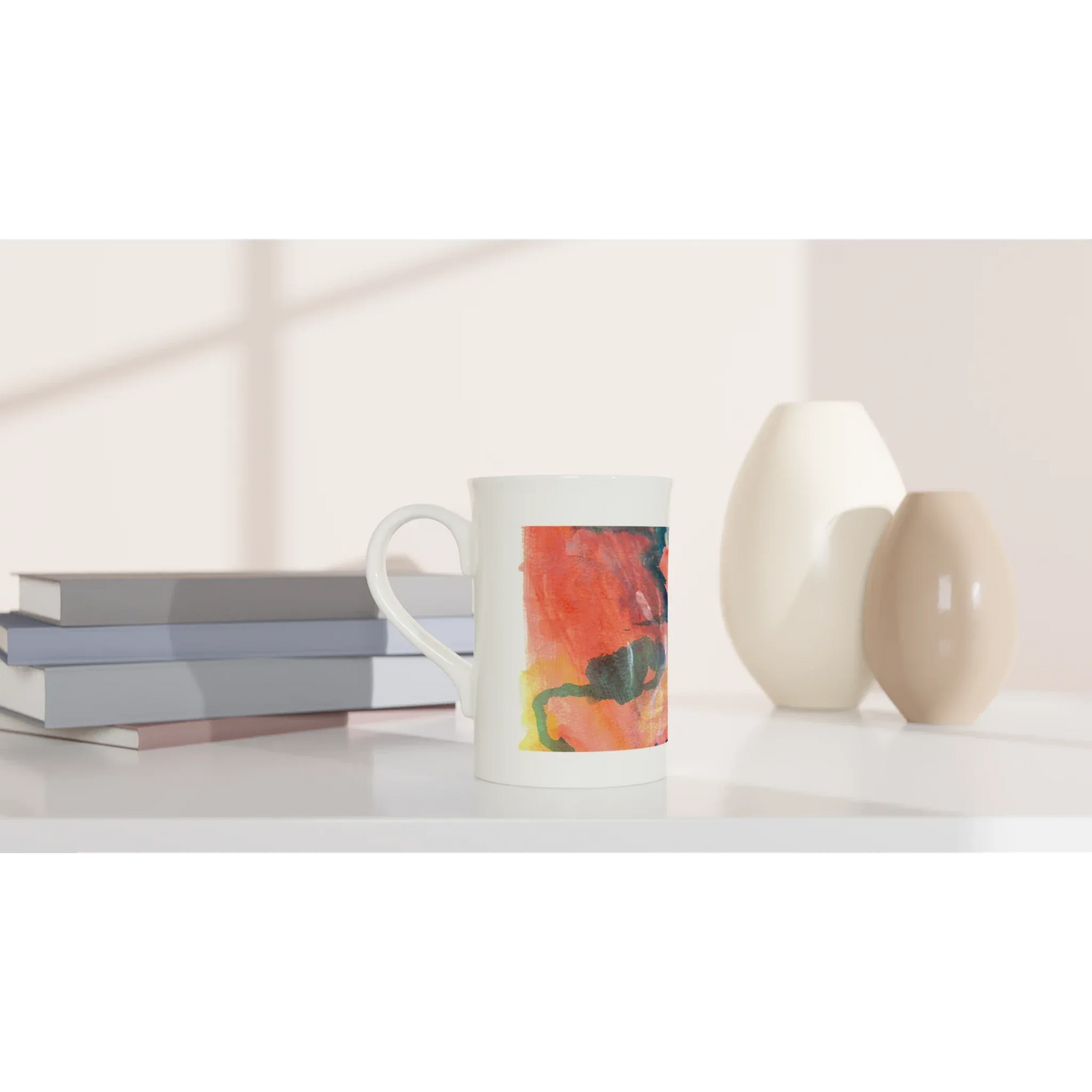 Mug en porcelaine blanche 30 cl Neon mirage – Élégance et finesse intemporelle - Laure Leprince - Artiste Peintre