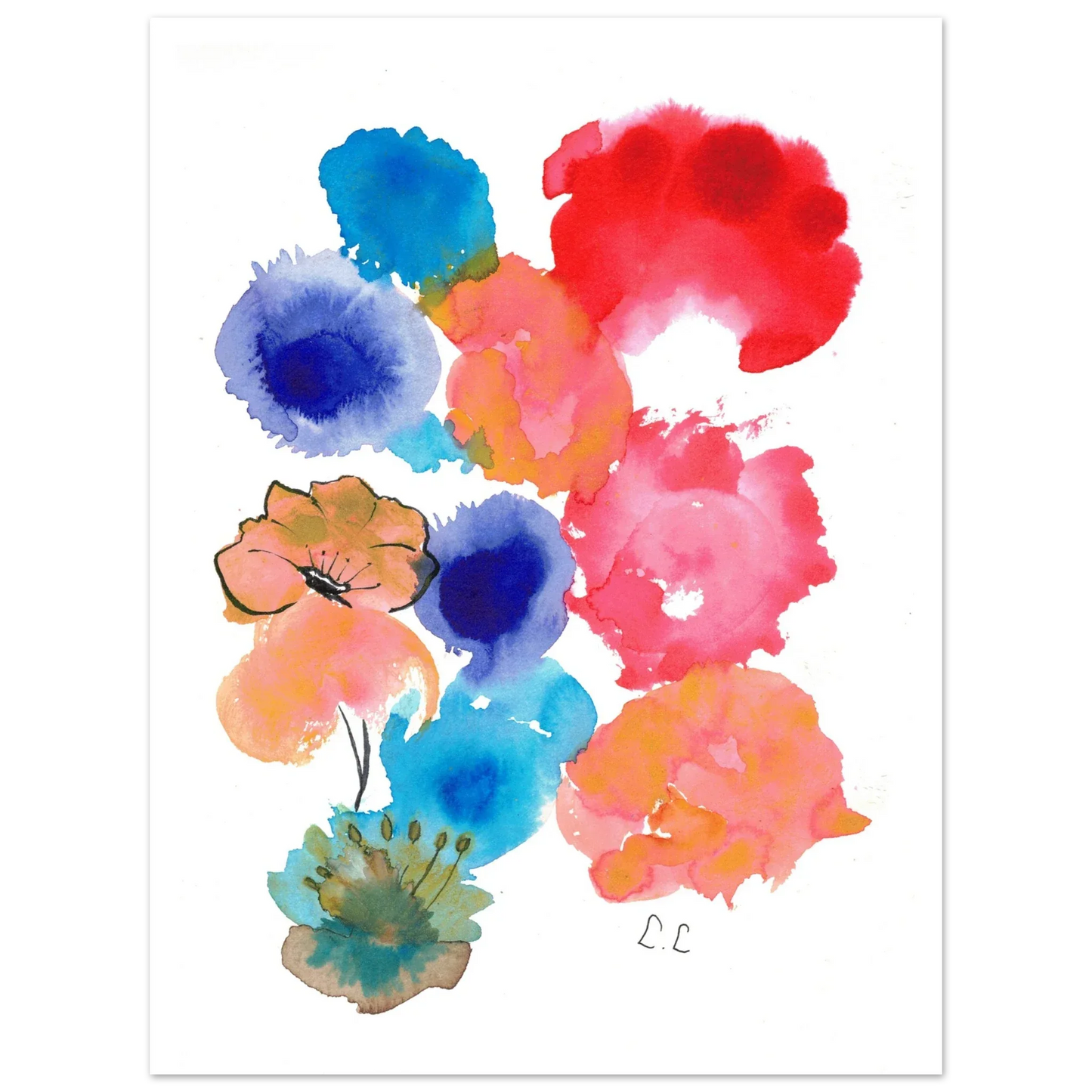 Affiche Premium Papier Mat – Floraison Pop Par l'Artiste Laure Leprince - Laure Leprince - Artiste Peintre