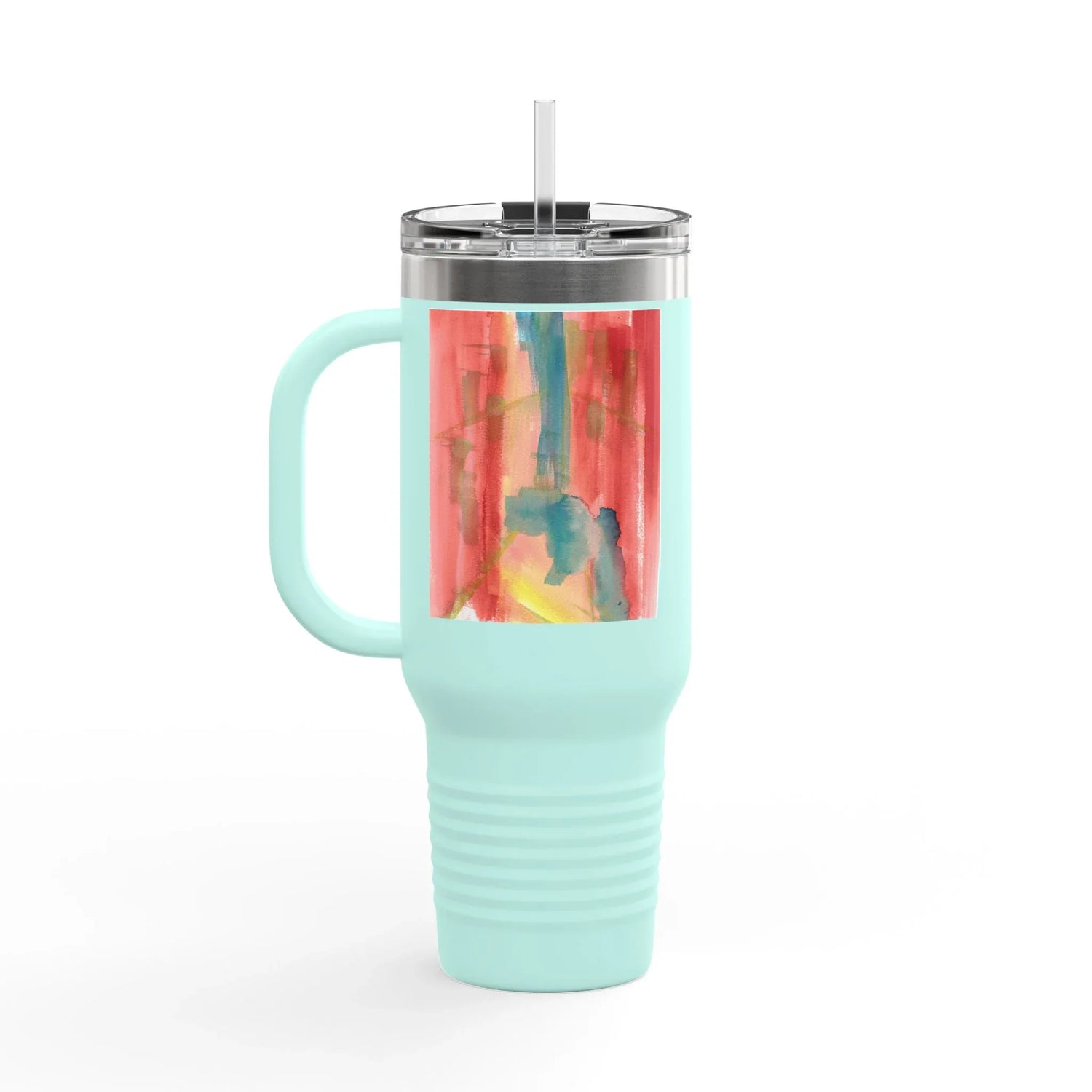 40oz Insulated Travel Mug –Color Surge Watercolor Design - Laure Leprince - Artiste Peintre