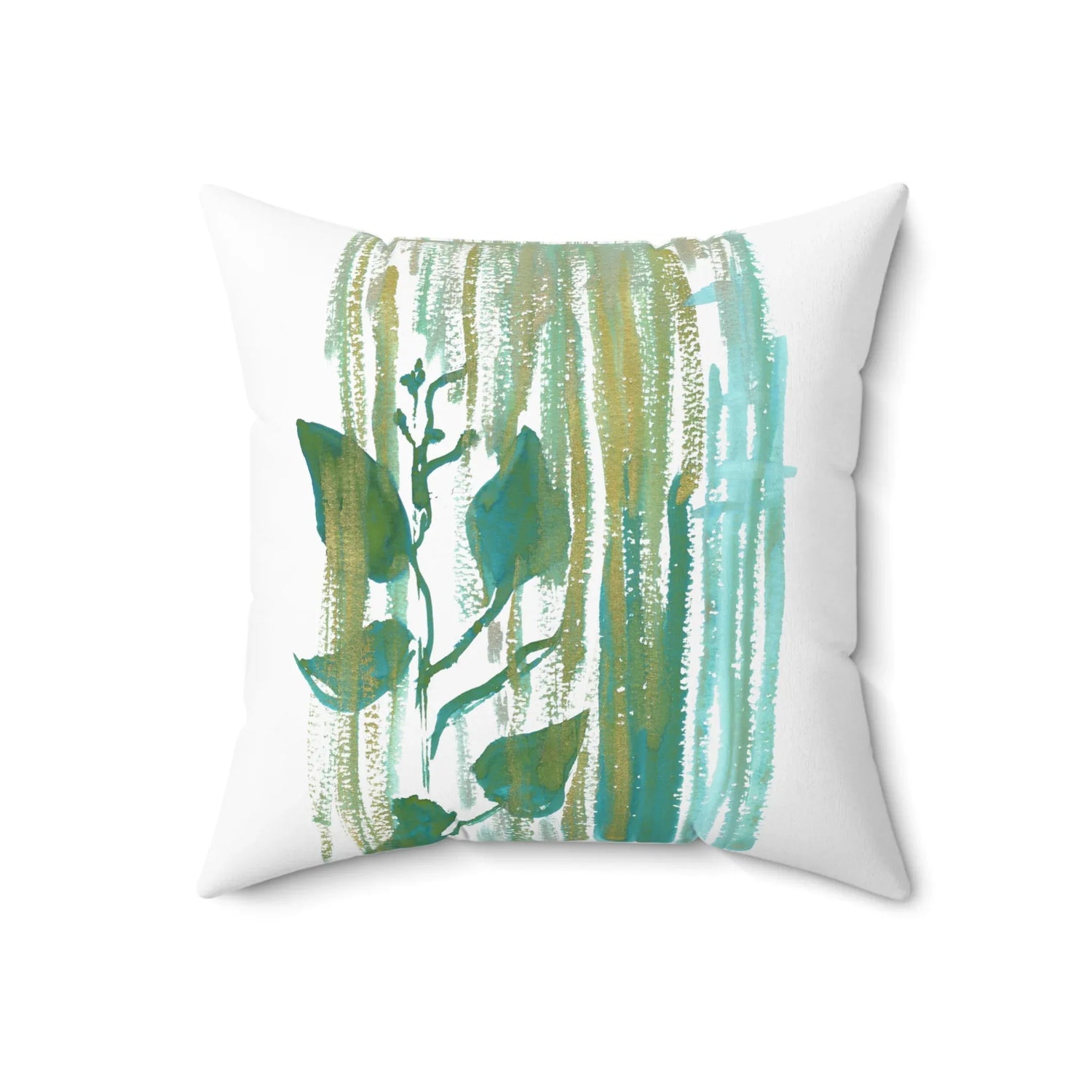 Square Throw Pillow Veine Verte — Minimal Brushstroke Accent - Laure Leprince - Artiste Peintre