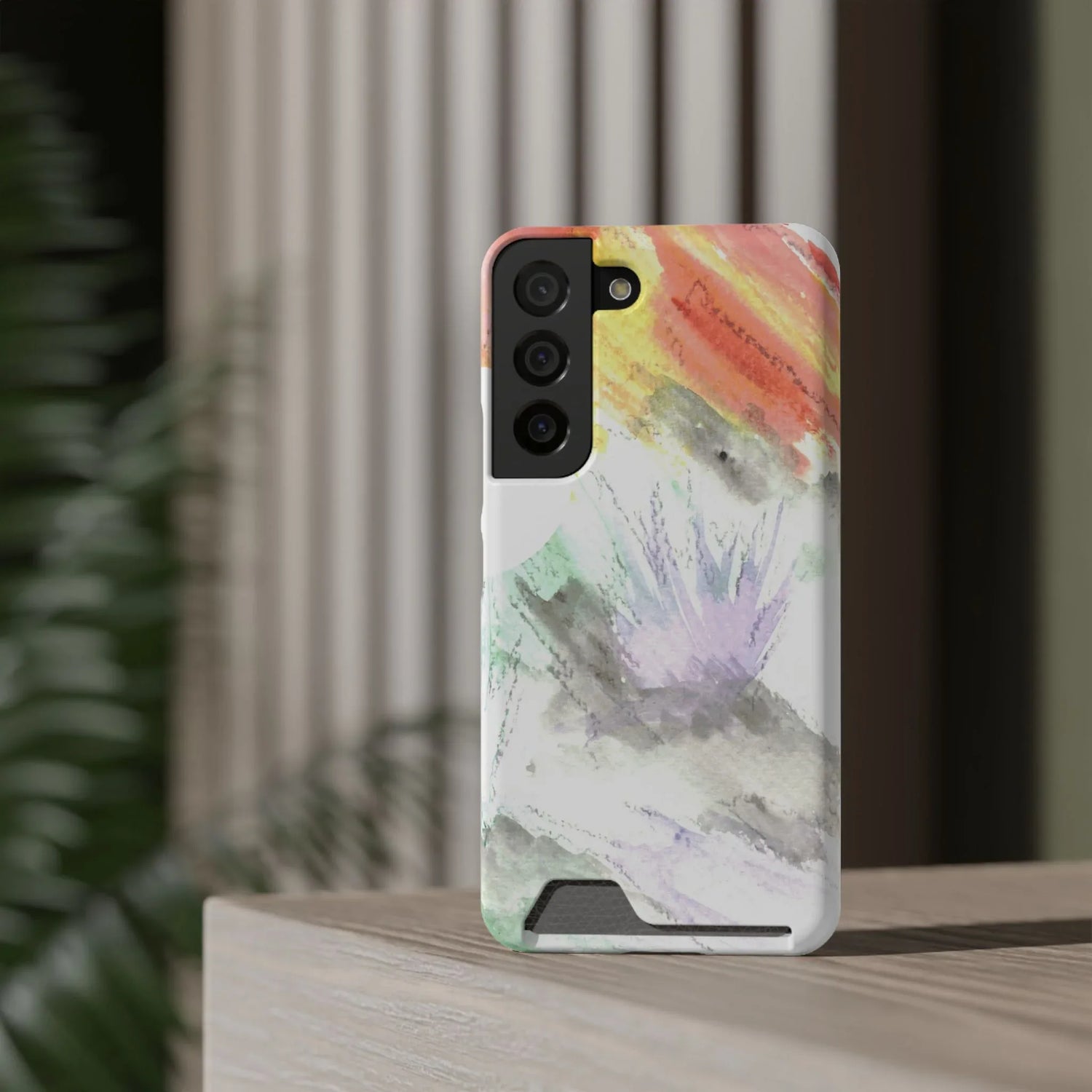 Samsung Phone Card Case Lavander Drift — Yellow Watercolor Flower Wallet - Laure Leprince - Artiste Peintre