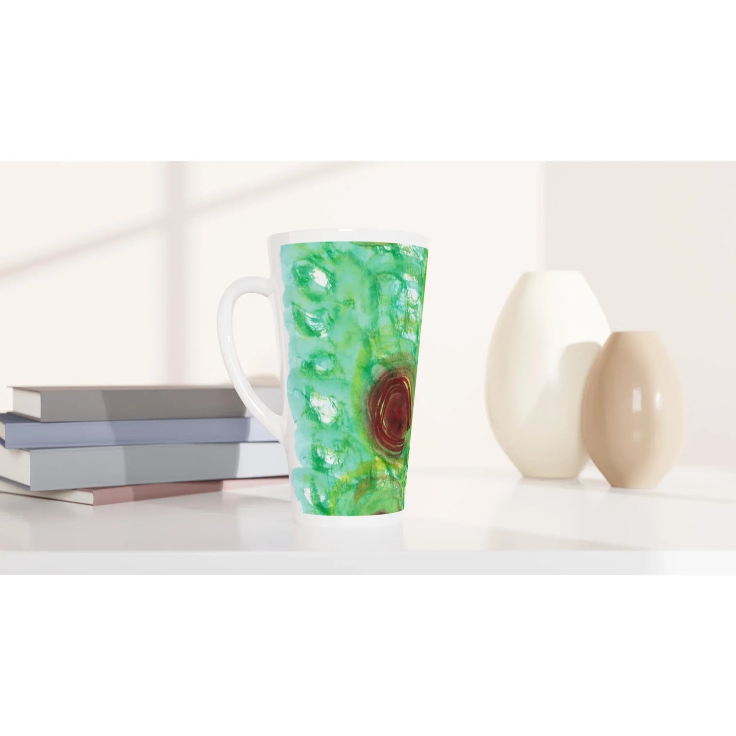 Mug à Latte en Céramique Blanche 500 ml Green Echo – Élégant, durable et brillant - Laure Leprince - Artiste Peintre