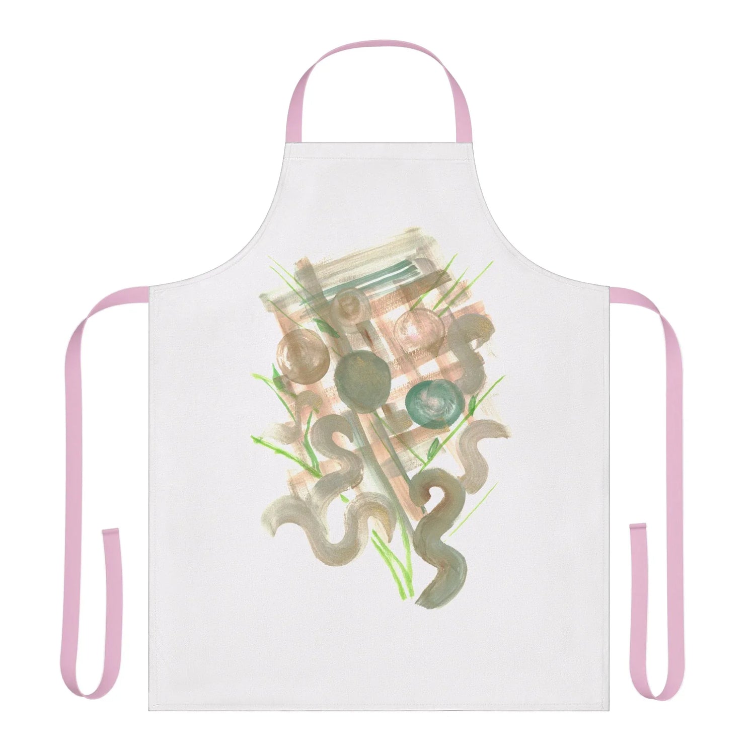 Abstract Apron Moss geometry – Artistic Kitchen Chef Gift - Laure Leprince - Artiste Peintre