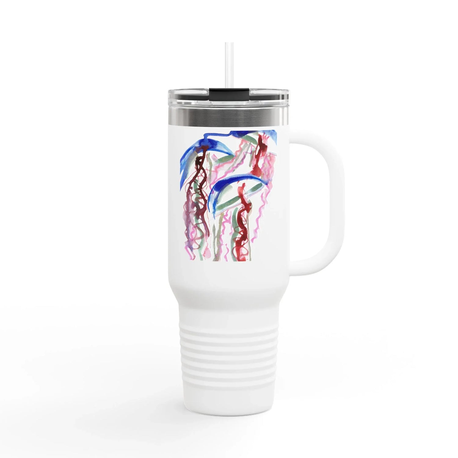 40oz Insulated Travel Mug – Coral Dance Watercolor Design - Laure Leprince - Artiste Peintre