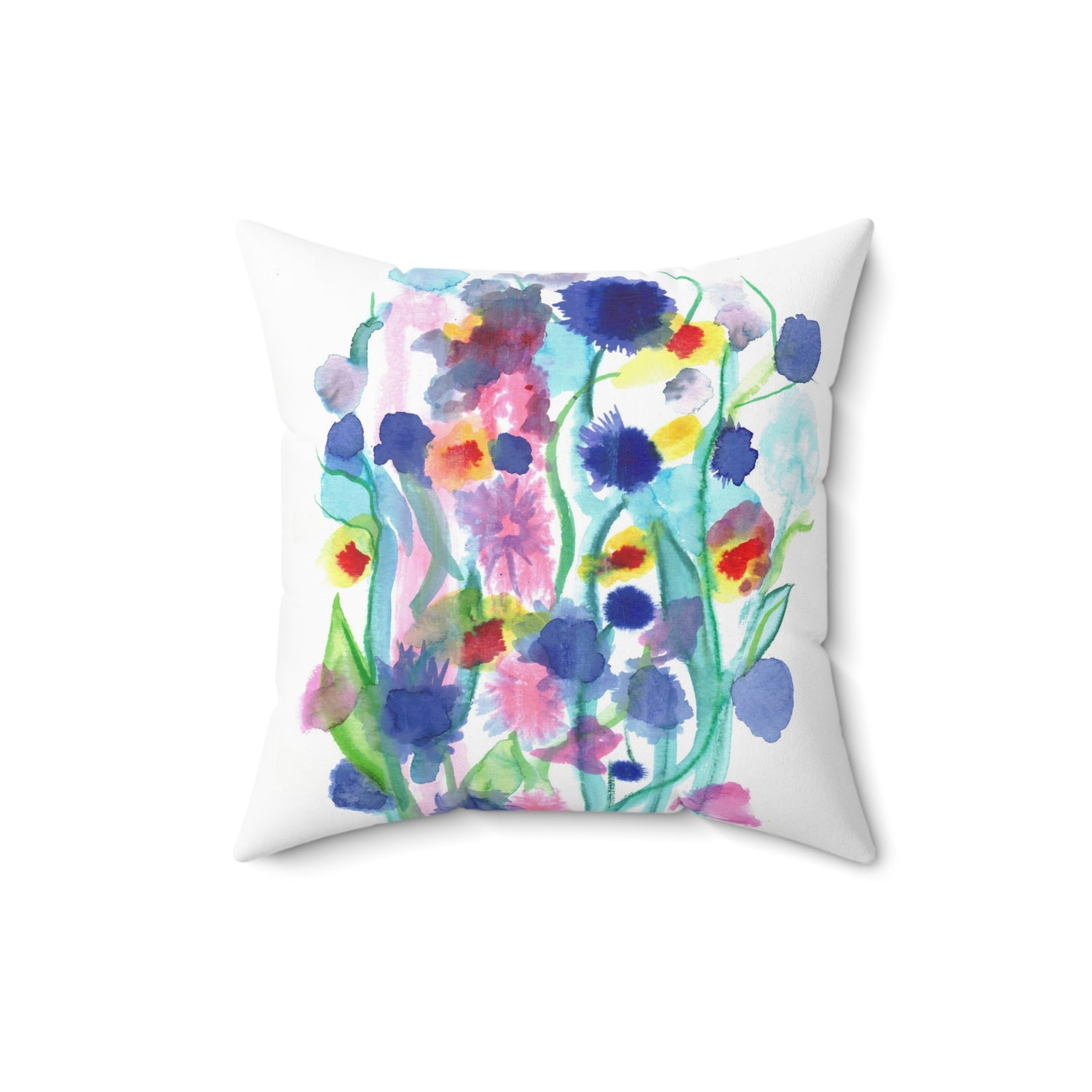 Square Throw Pillow Jardin Chromatique — Minimal Green Brushstroke Accent