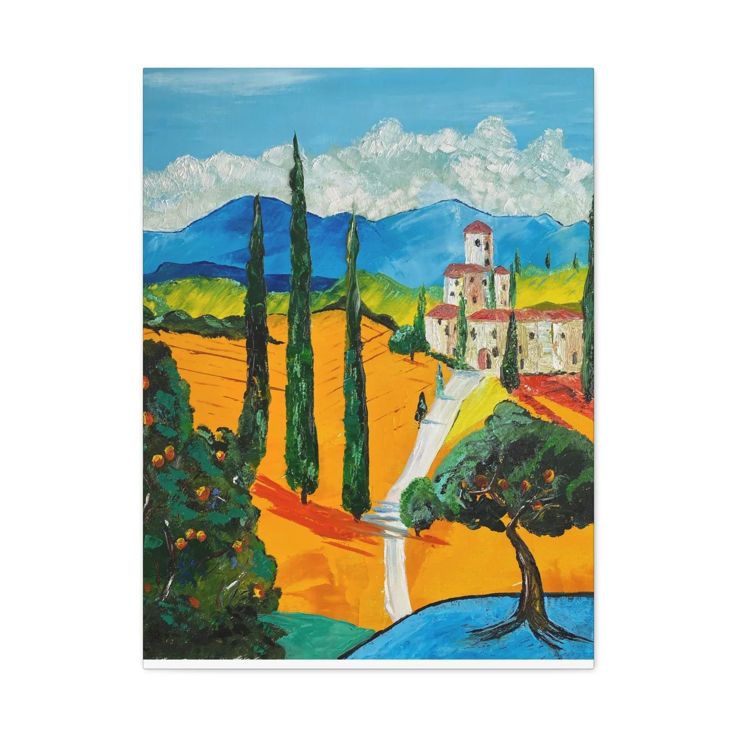 Paysage Méditerranéen – Peinture Originale Imprimée | Art Contemporain Lumineux - Laure Leprince - Artiste Peintre