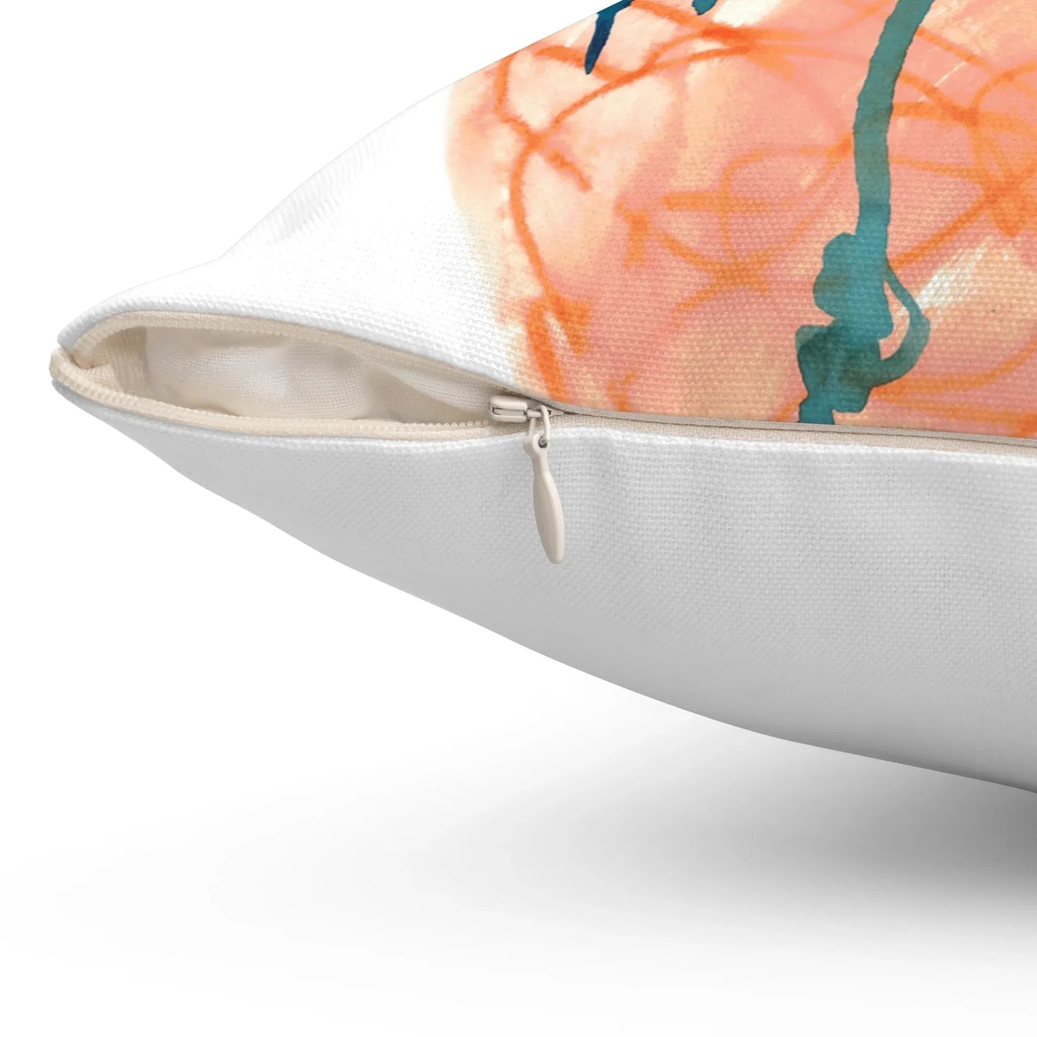 Square Throw Pillow Saphir Ambre — Minimal Brushstroke Accent - Laure Leprince - Artiste Peintre