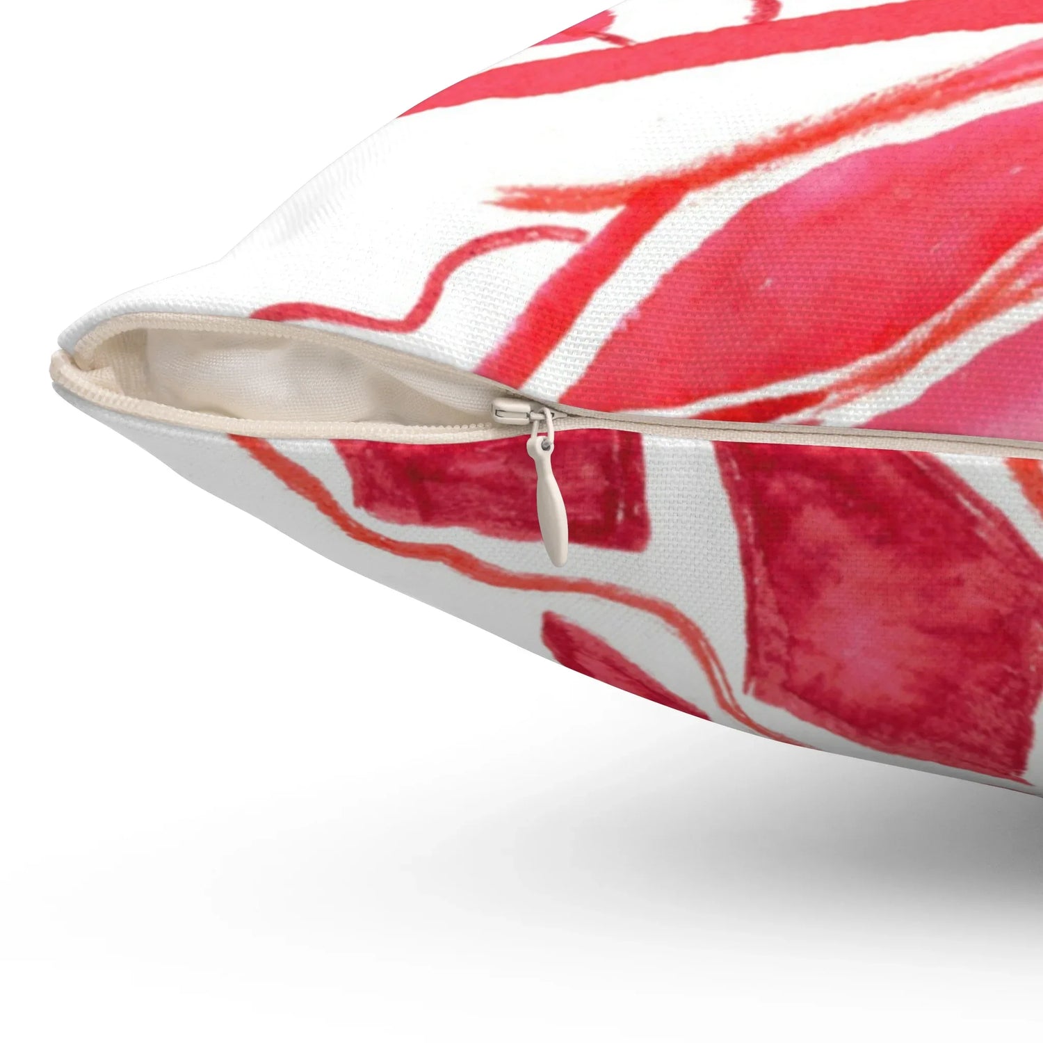 Coussin Carré Décoratif Rouge— Minima Red Brushstroke Accent - Laure Leprince - Artiste Peintre