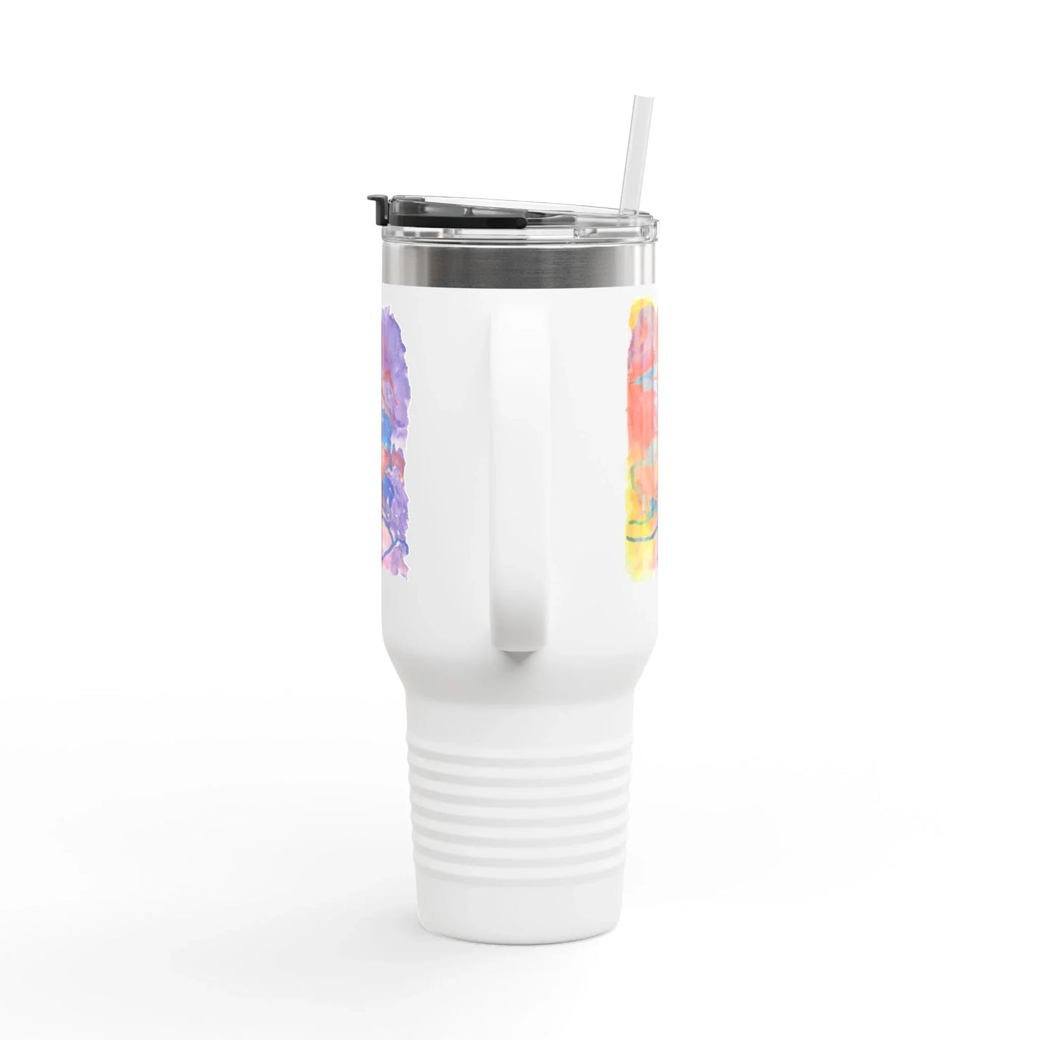 40oz Insulated Travel Mug – Neon mirage Watercolor Design - Laure Leprince - Artiste Peintre