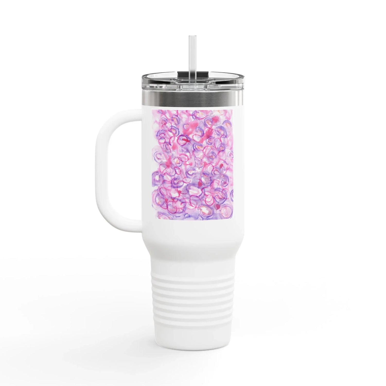 40oz Insulated Travel Mug – Floraison Intime Watercolor Design - Laure Leprince - Artiste Peintre